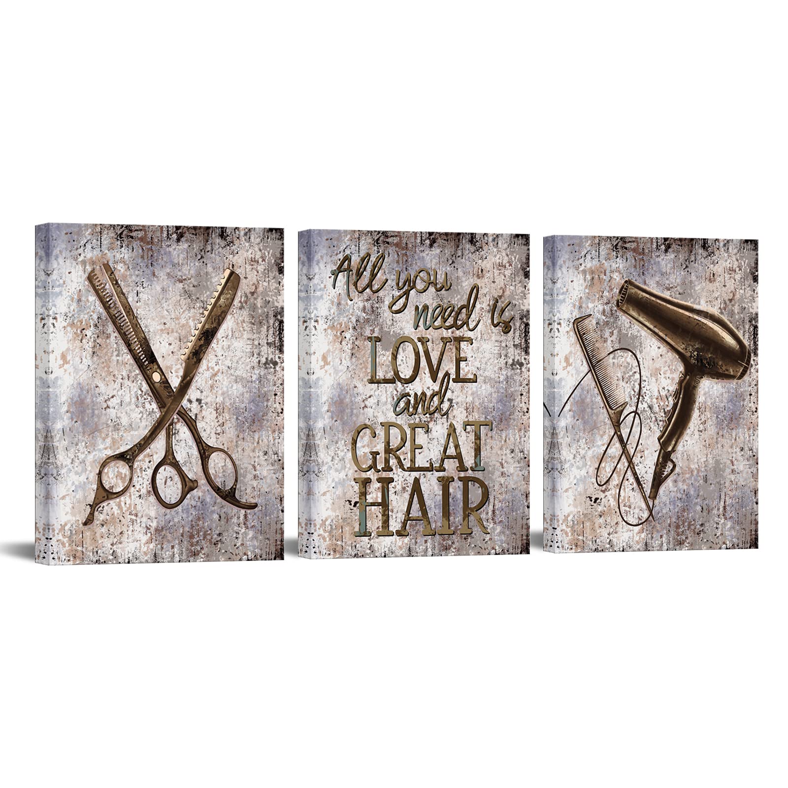 Conipit Barbershop Canvas Wall Decor Hair Salon Tools Wall Picture Vintage Artwork Inspirational Quote Painting For Bathroom Dec