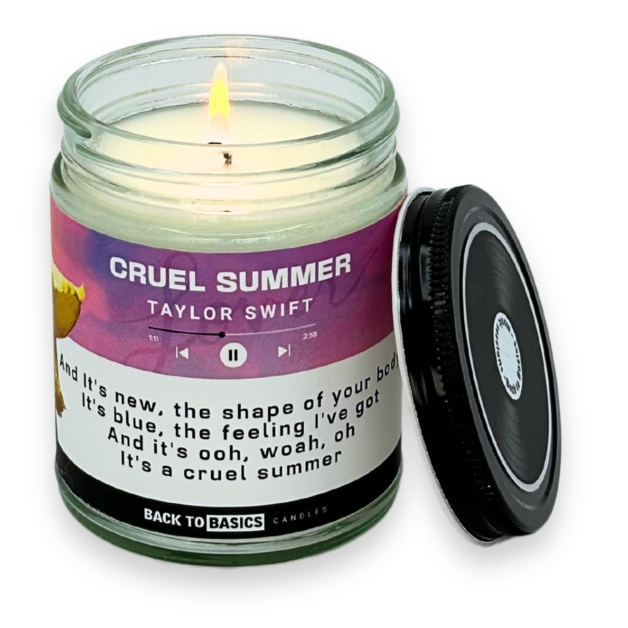 Back to Basics Candles | Cruel Summer - 9oz Soy Wax Cucumber Melon Scented Candle for Home Decor, Birthday Gifts for Women, Men,