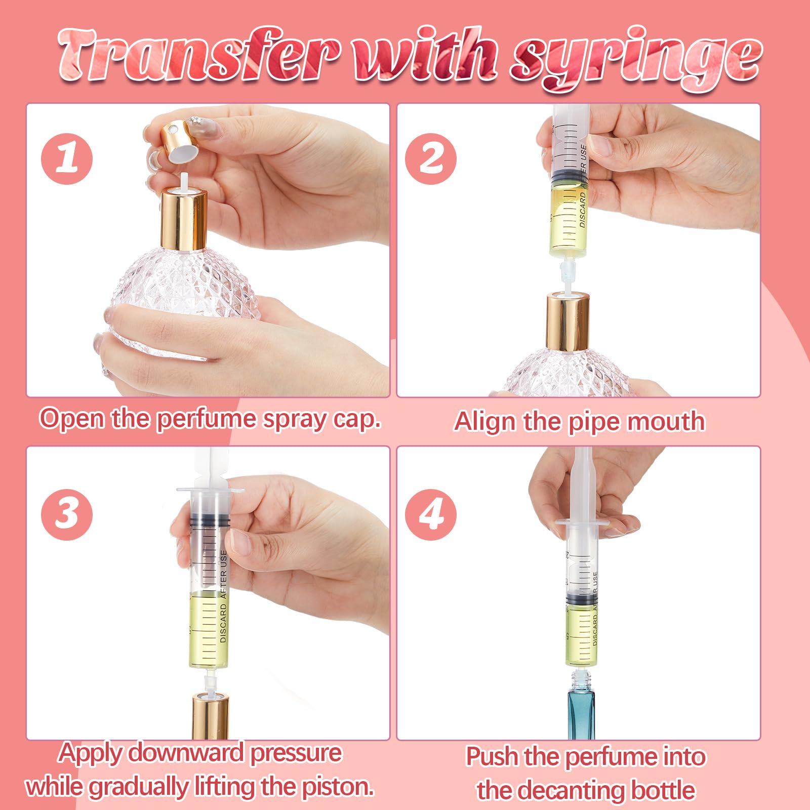 Geiserailie 6 Packs Perfume Refill Tools Kit With Soft Plastic Tube Small Dispenser For Liquid Perfume Decanter Kit Extractor Fo