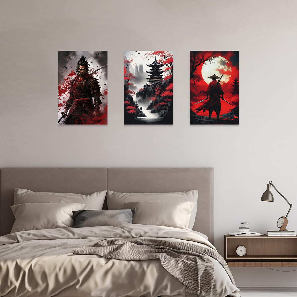 Ccwacpp 3 Piece Samurai Wall Art Japan Painting Canvas Print Warrior F ...