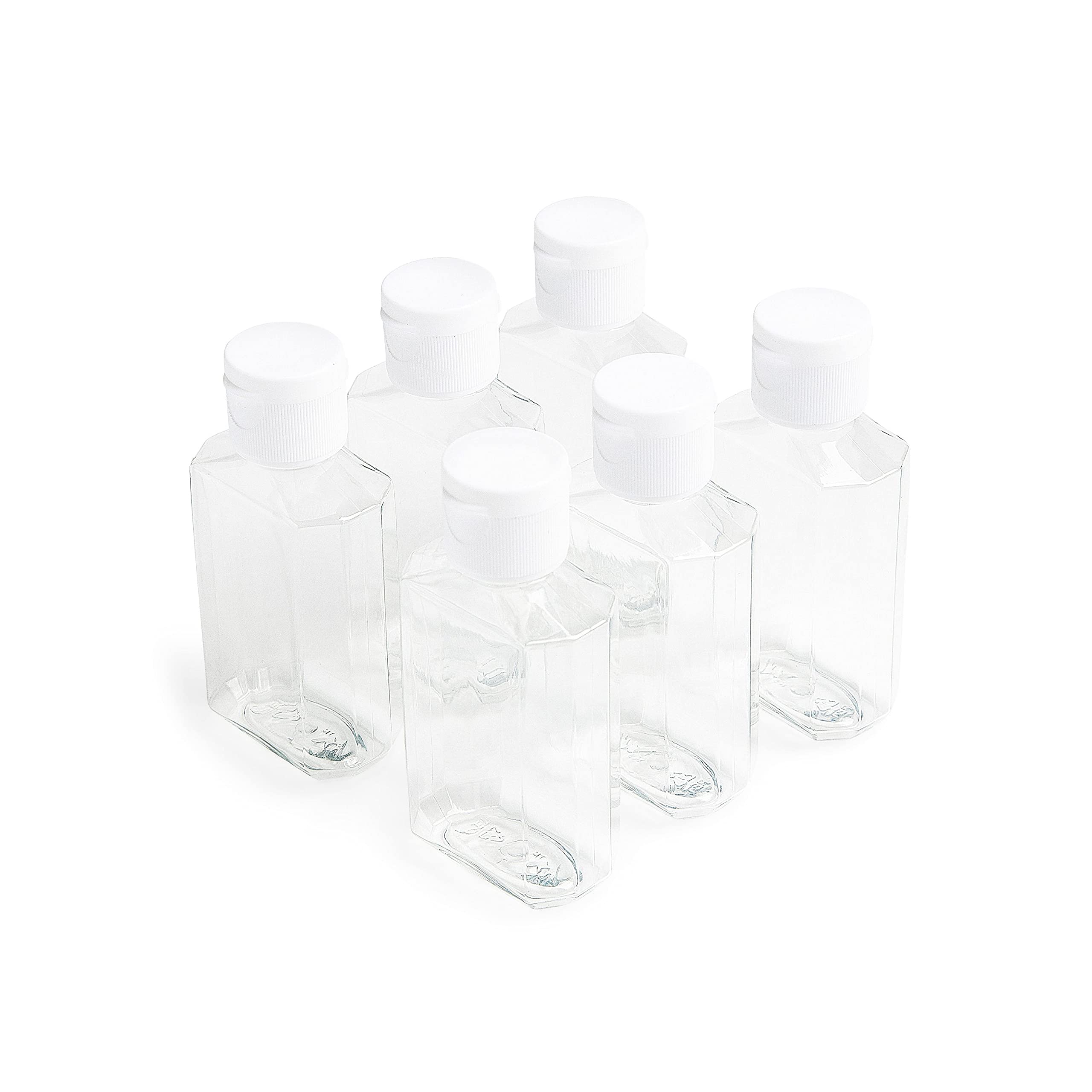 Mho Containers  Empty Clear Travel Refillable Flip-Top Bottles - Bpa/No Parabens, 60Millileter/2Ounce - Set Of 6