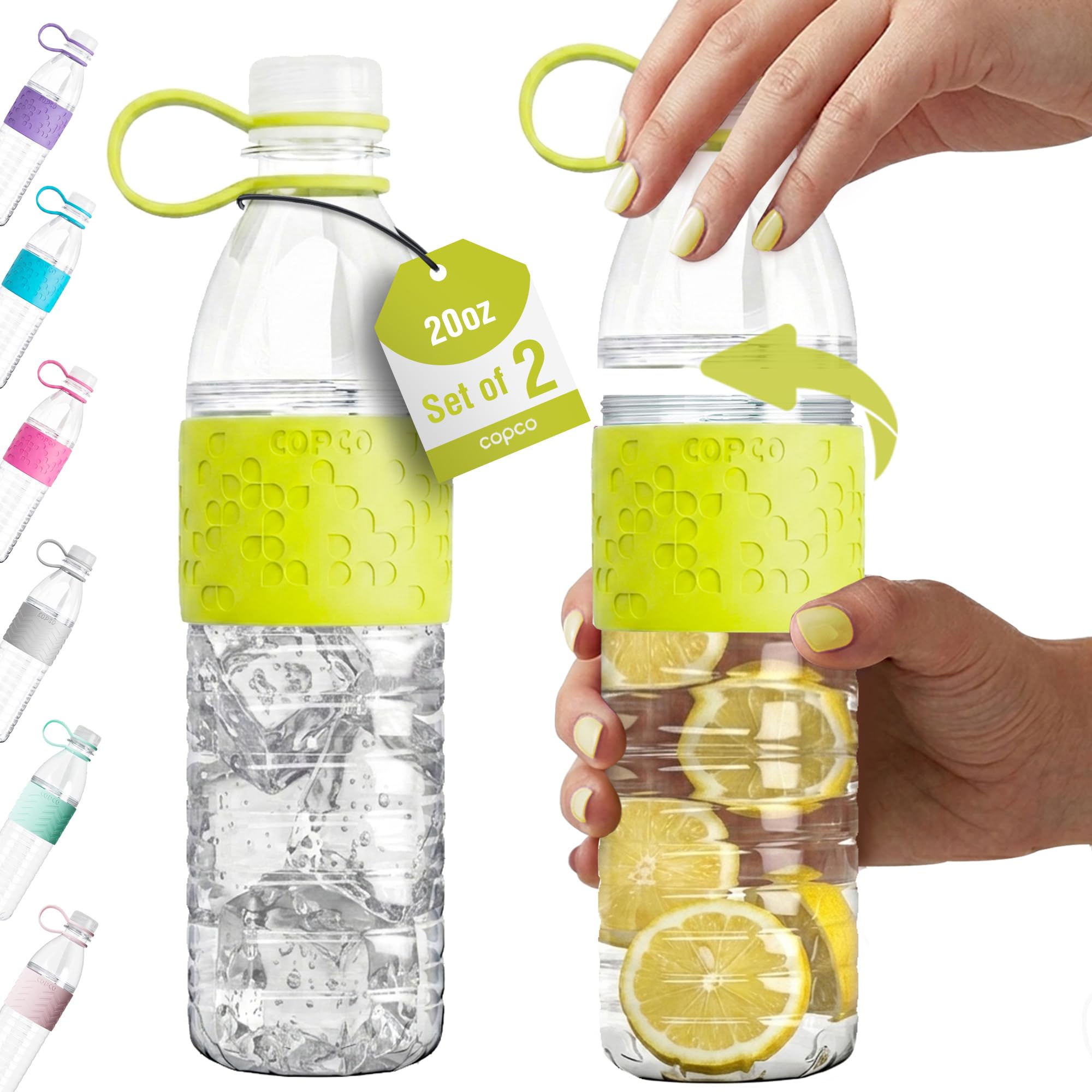 Copco Hydra Water Bottle 20 Oz  Lime Green, Set of 2