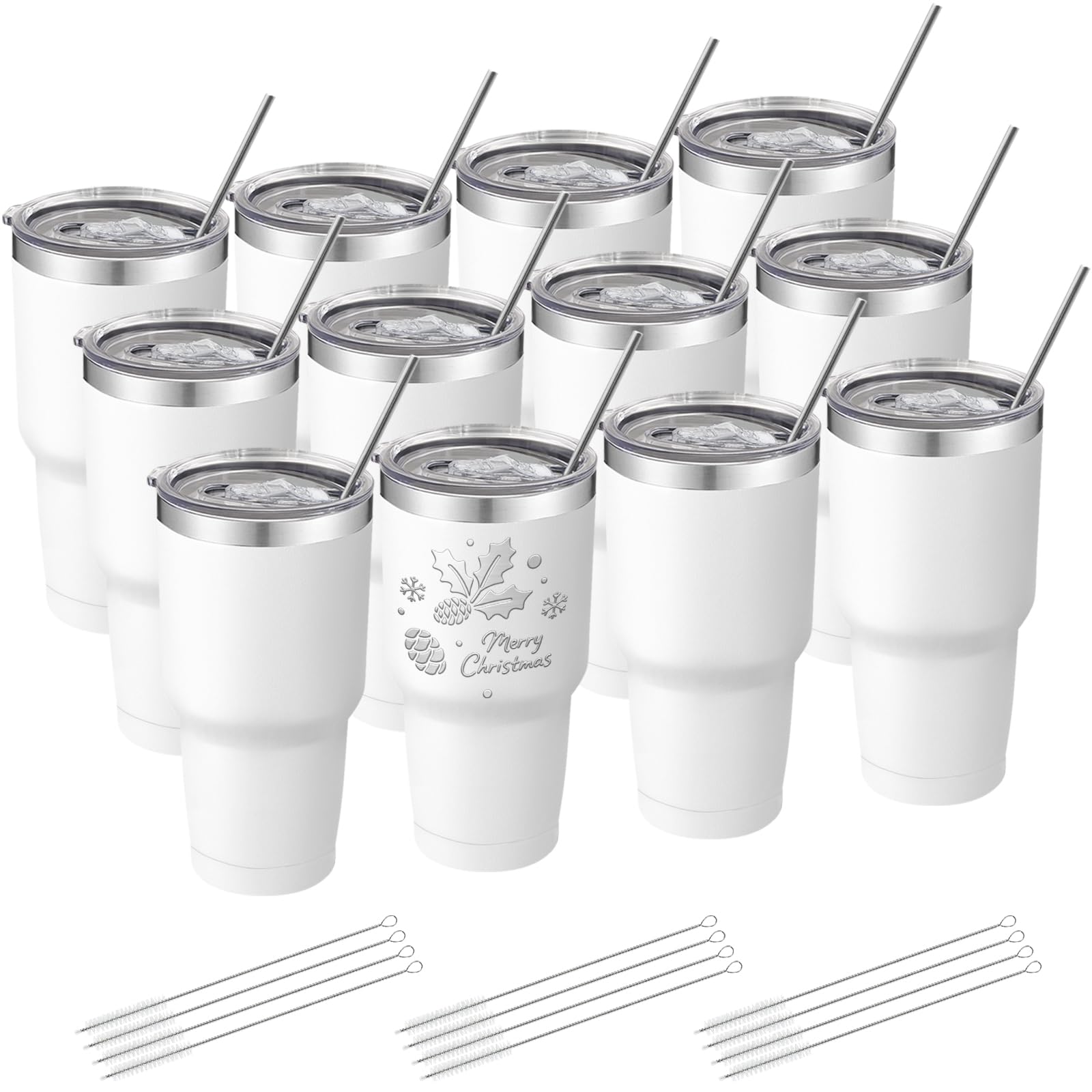 Youke Ola 12 Pack Insulated Tumbler Powder Coated Stainless Steel Double Wall Vacuum Travel Coffee Tumbler Cup With Lid And Stra