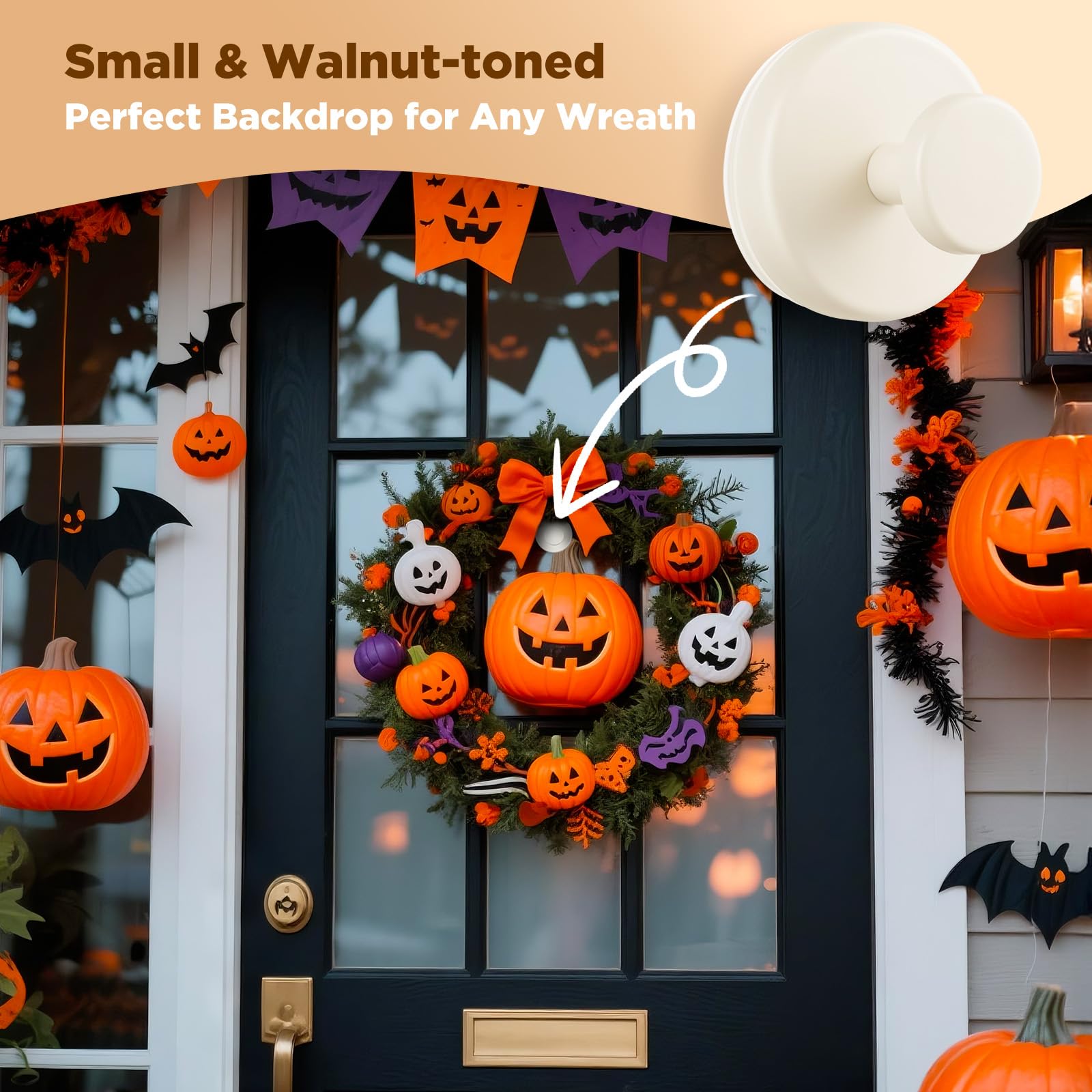 OUTXE Wreath Hanger for Front Door, Heavy Duty Suction Cup Reef Hook for Glass Window/Over Door, Christmas/Thanksgiving/Hallowee