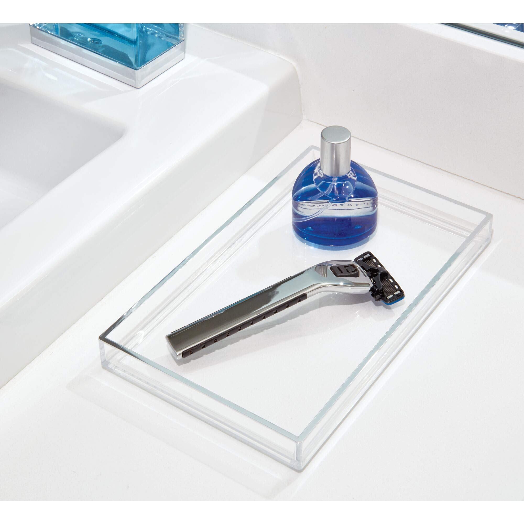 Idesign Bathroom Tray For Towels, Cosmetics And Accessories, The Clarity Collection - 8.68    X 5.34    X 0.95   , Brushed Silve
