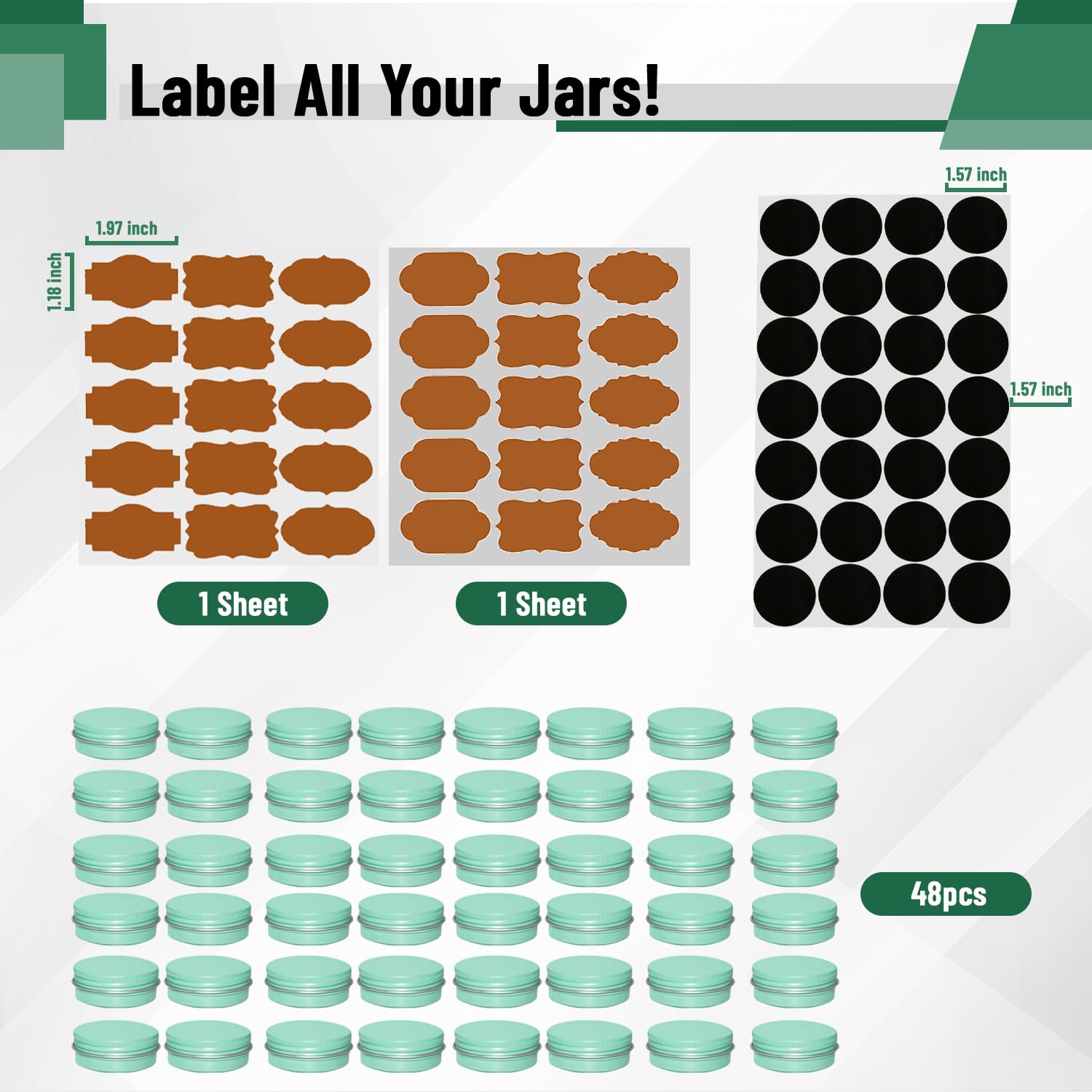 Liyar 1 Oz Tins With Lids, 48 Pack Aluminum 1 Oz Tins For Salves, Round Salve Tins Lip Balm Containers, Reusable Small Tins 1Oz