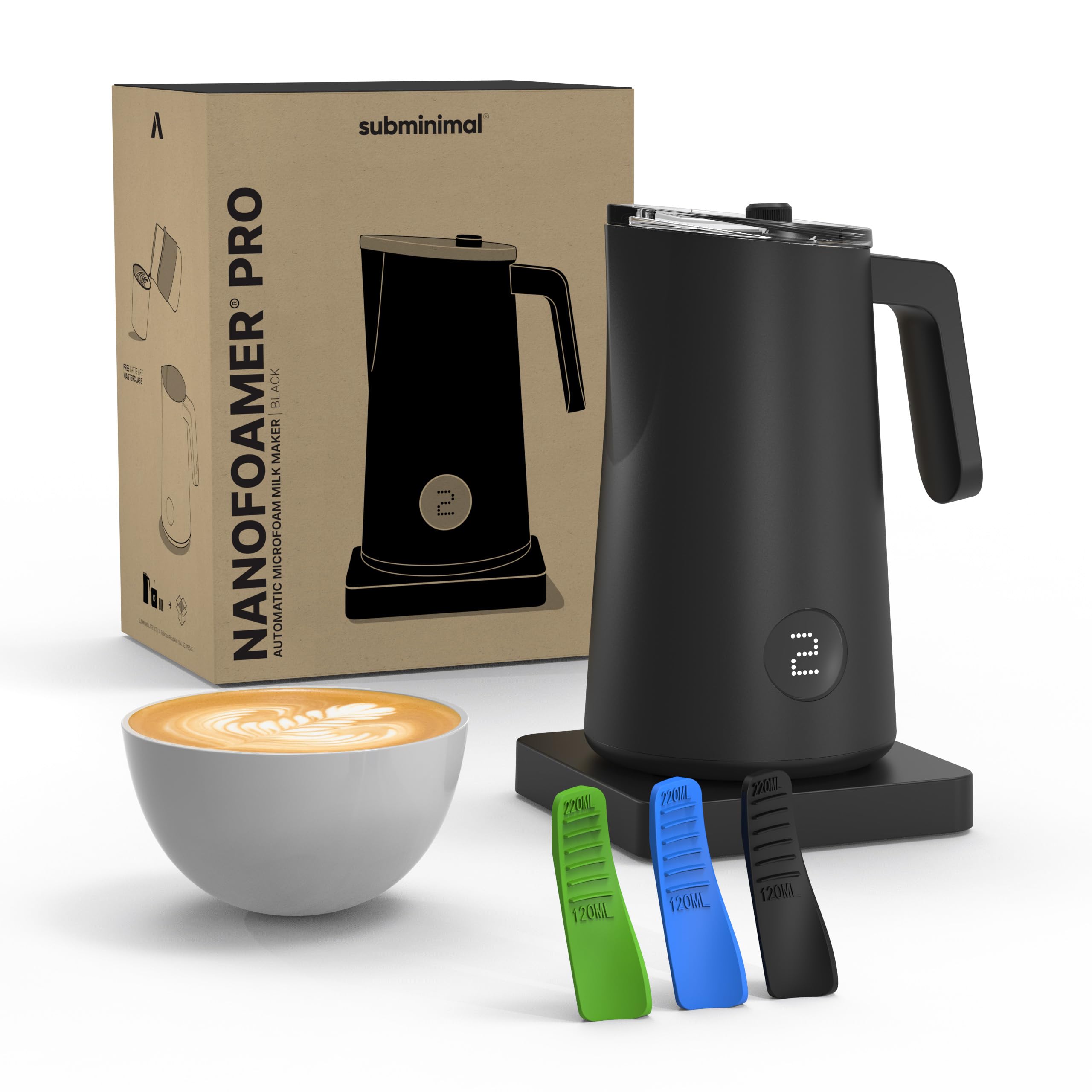 Subminimal NanoFoamer Pro Gen-2 - Revolutionary Hands-Free Microfoam Milk Maker for Cafe-Quality Foam, Coffee Bar Accessories fo