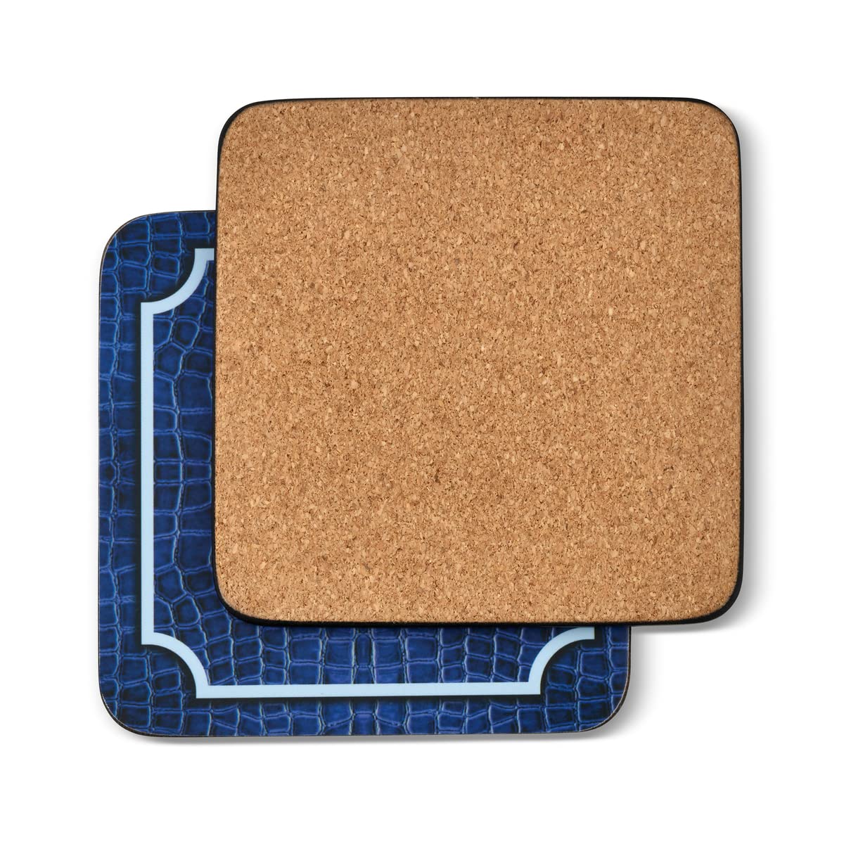 Pimpernel Blue Croc Leather Collection Coasters | Set Of 6 | Cork Backed Board | Heat And Stain Resistant | Drinks Coaster For T