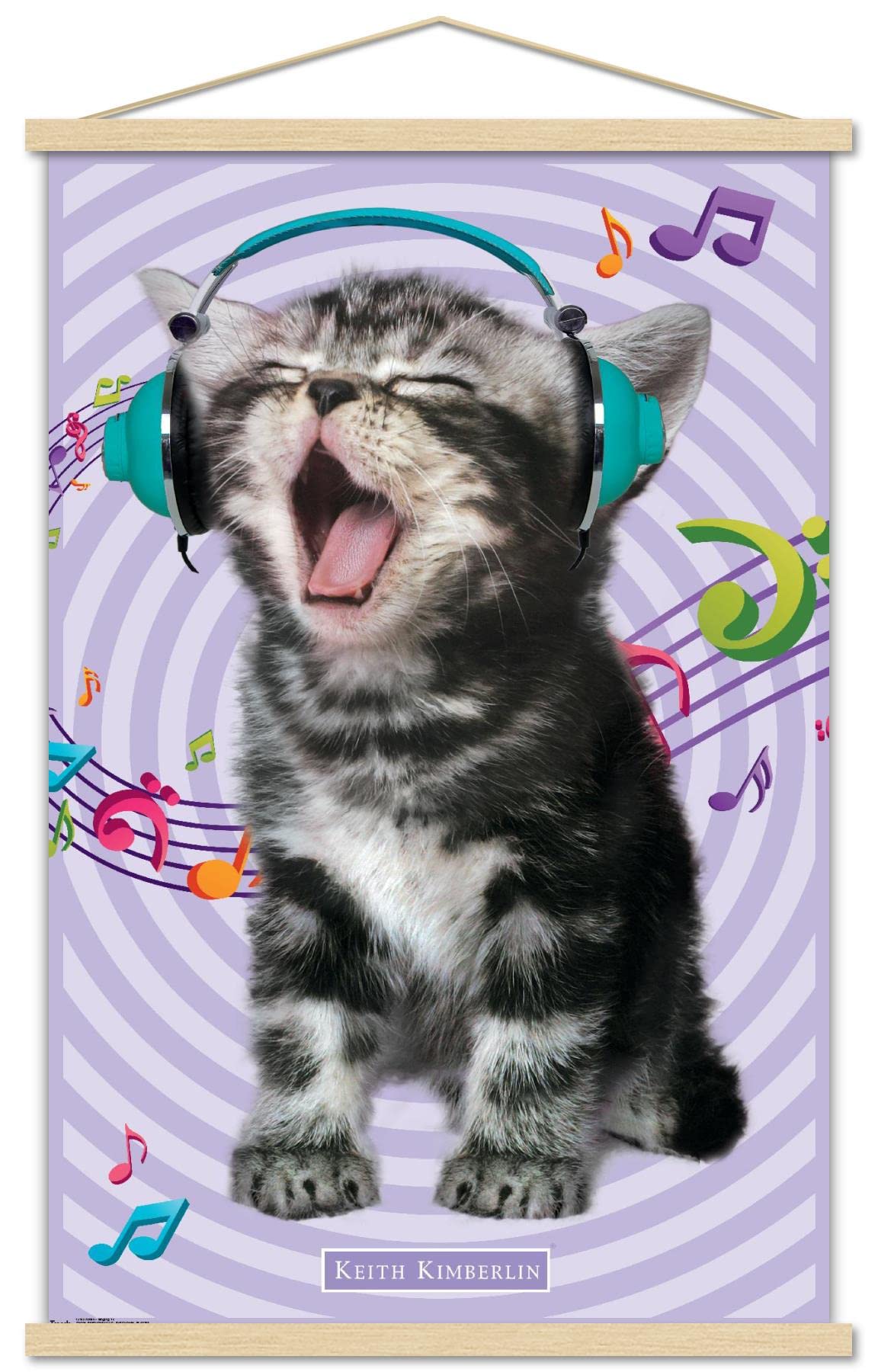 Trends International Keith Kimberlin - Kitten - Singing Wall Poster, 22.375'' X 34'', Premium Print And Beechwood Hanger Bundle