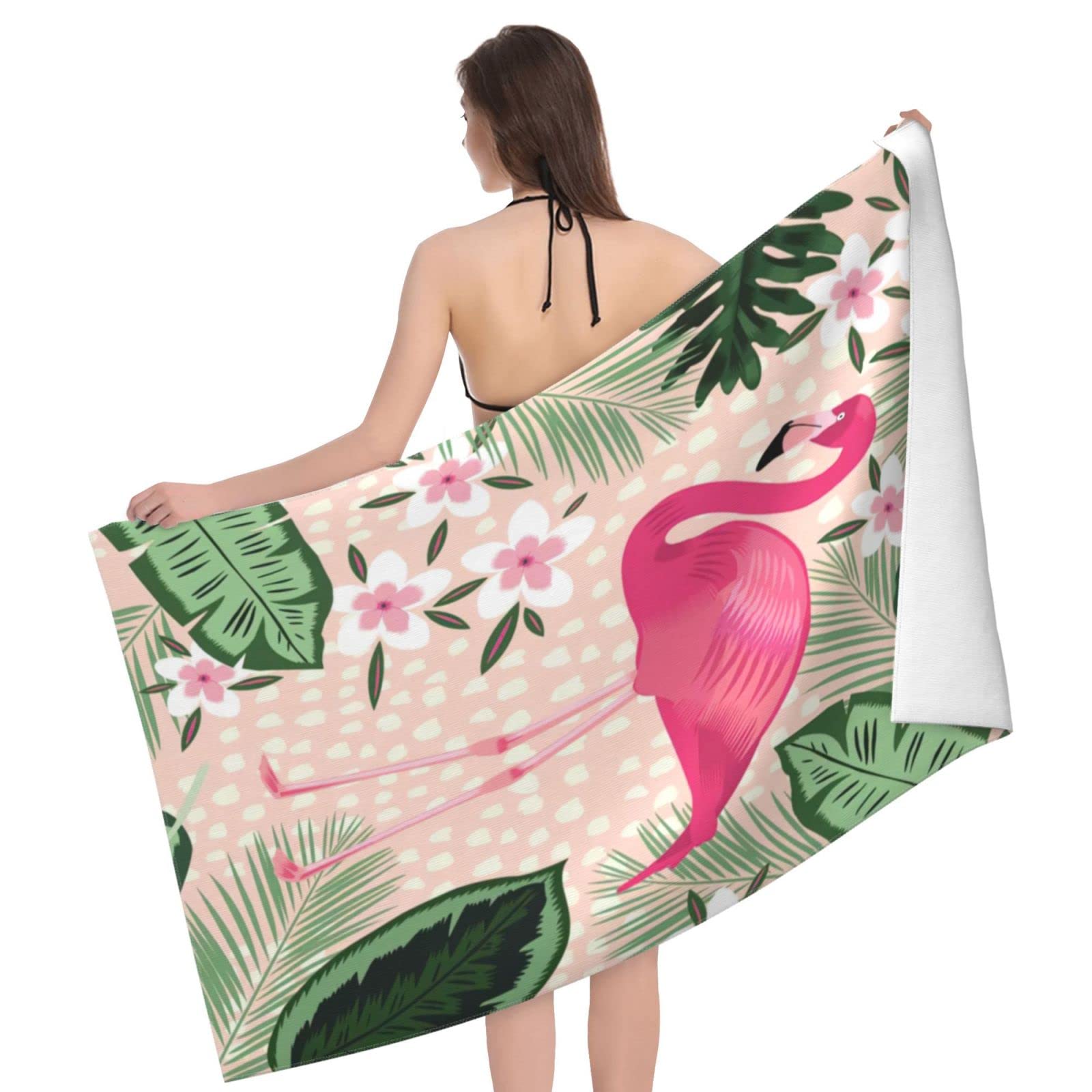 Flamingo Beach Towel For Women, Microfiber Beach Towels For Adults, Cute Personalized Beach Towels Bulk, Big Extra Large Beach T