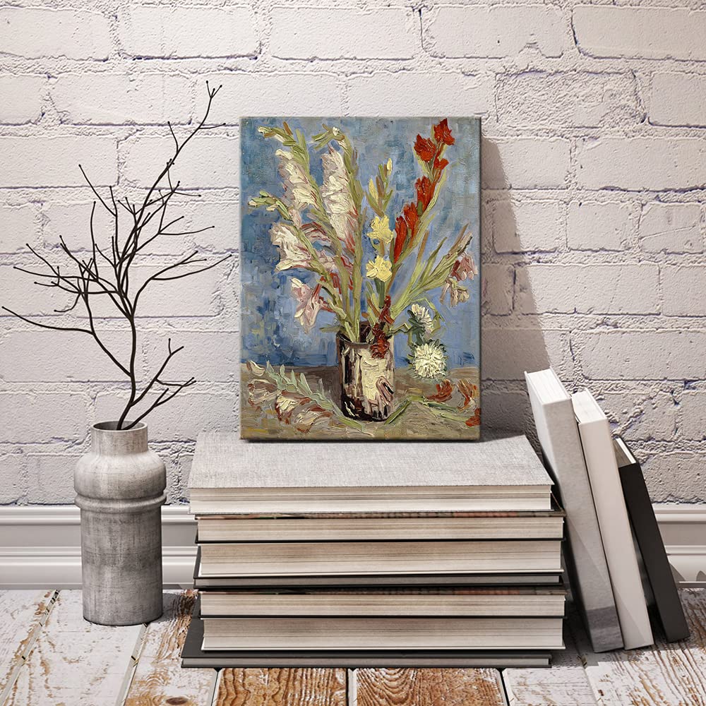 Wieco Art Vase with Gladioli and China Asters by Van Gogh Famous Oil Paintings Reproduction Modern Floral Giclee Canvas Prints Artwork Abstract Flowers Pictures on Canvas Wall Art for Home Decorations