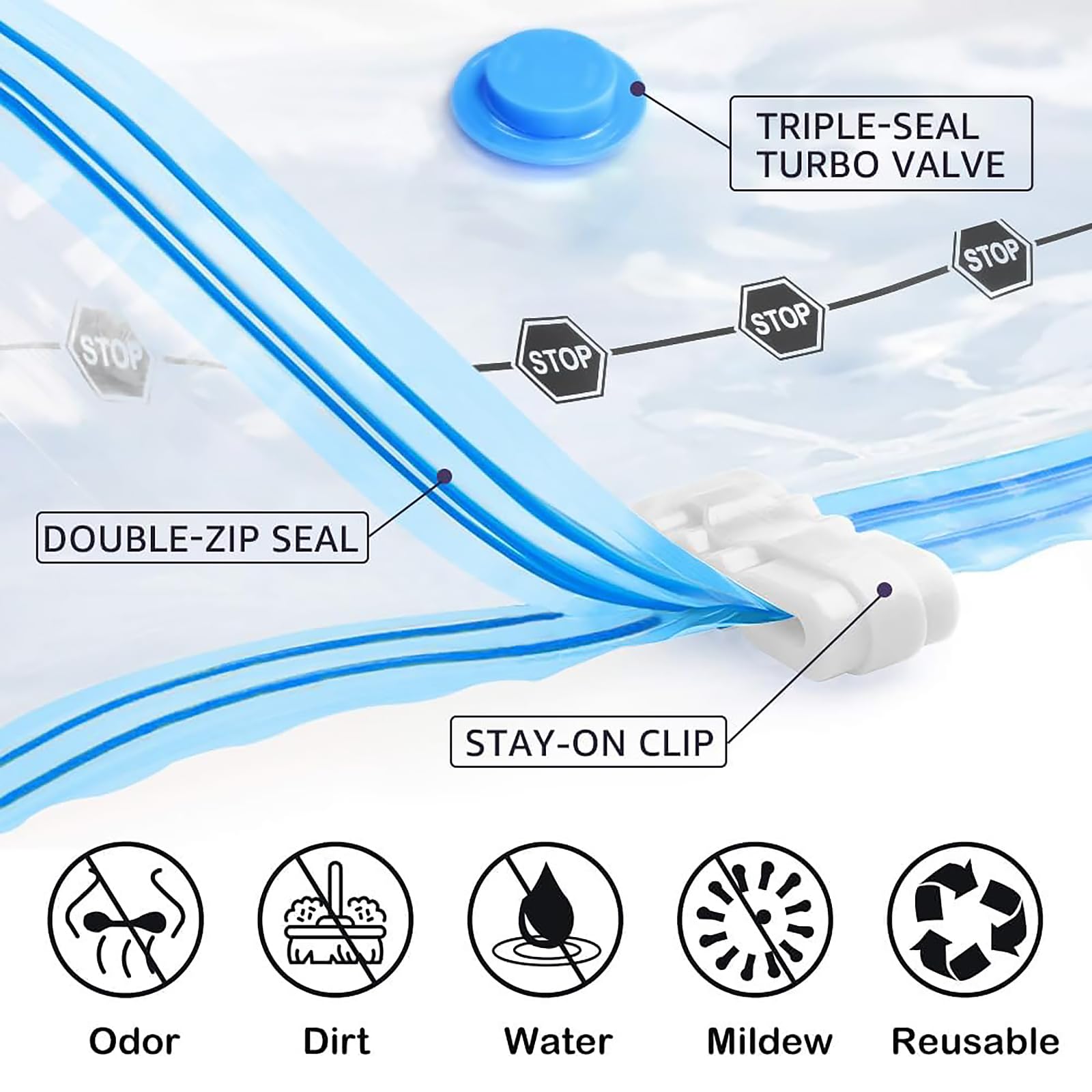 BoxLegend Vacuum Storage Bags with Large Size Hand Pump 8 Jumbo 31.5x39.37 Thickened Vacuum Seal Bags for Clothing Space Saving