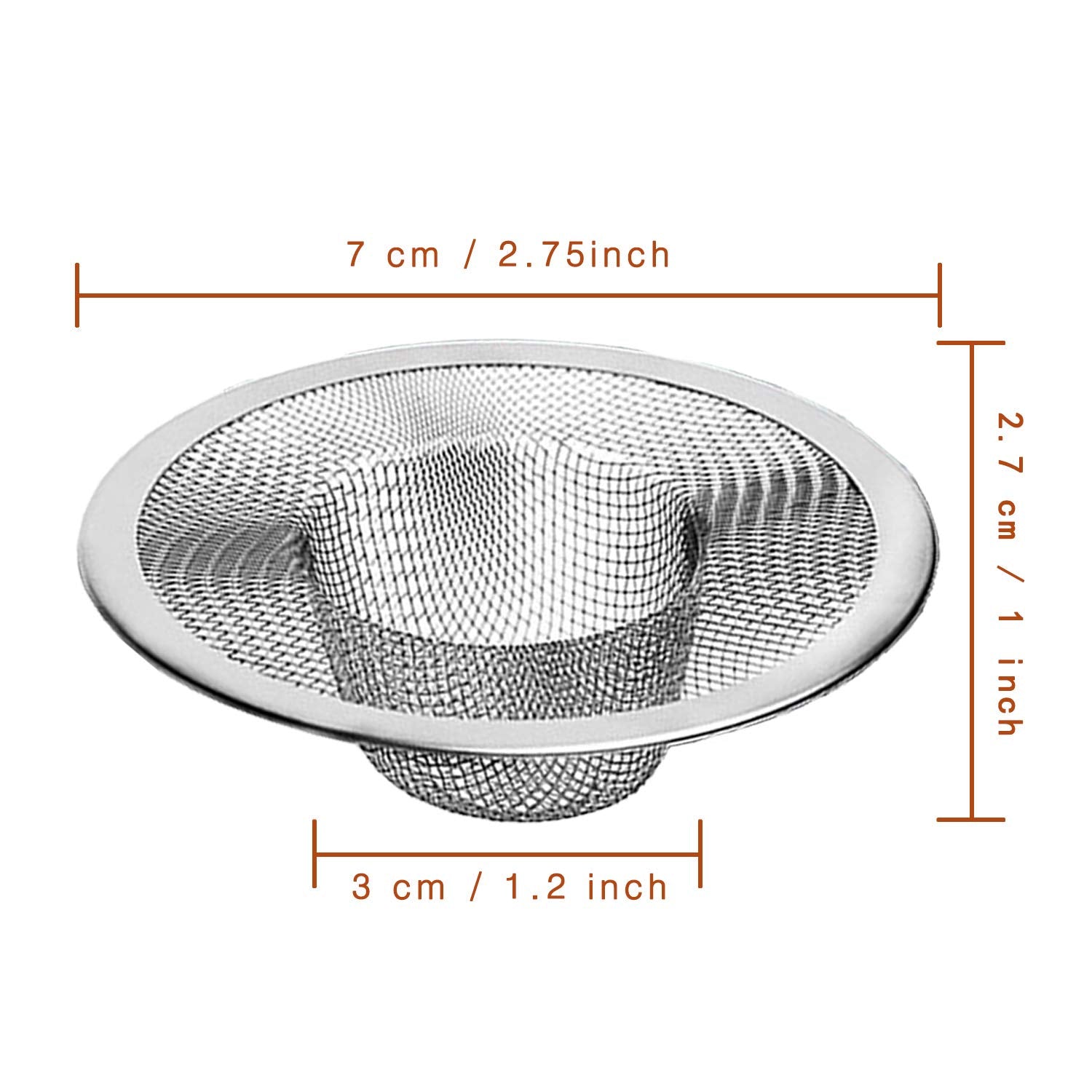 50Pcs Heavy Duty Stainless Steel Slop Basket Filter Trap, 2.75 '' Top / 1 '' Mesh Metal Sink Strainer,Perfect For Kitchen Sink/B