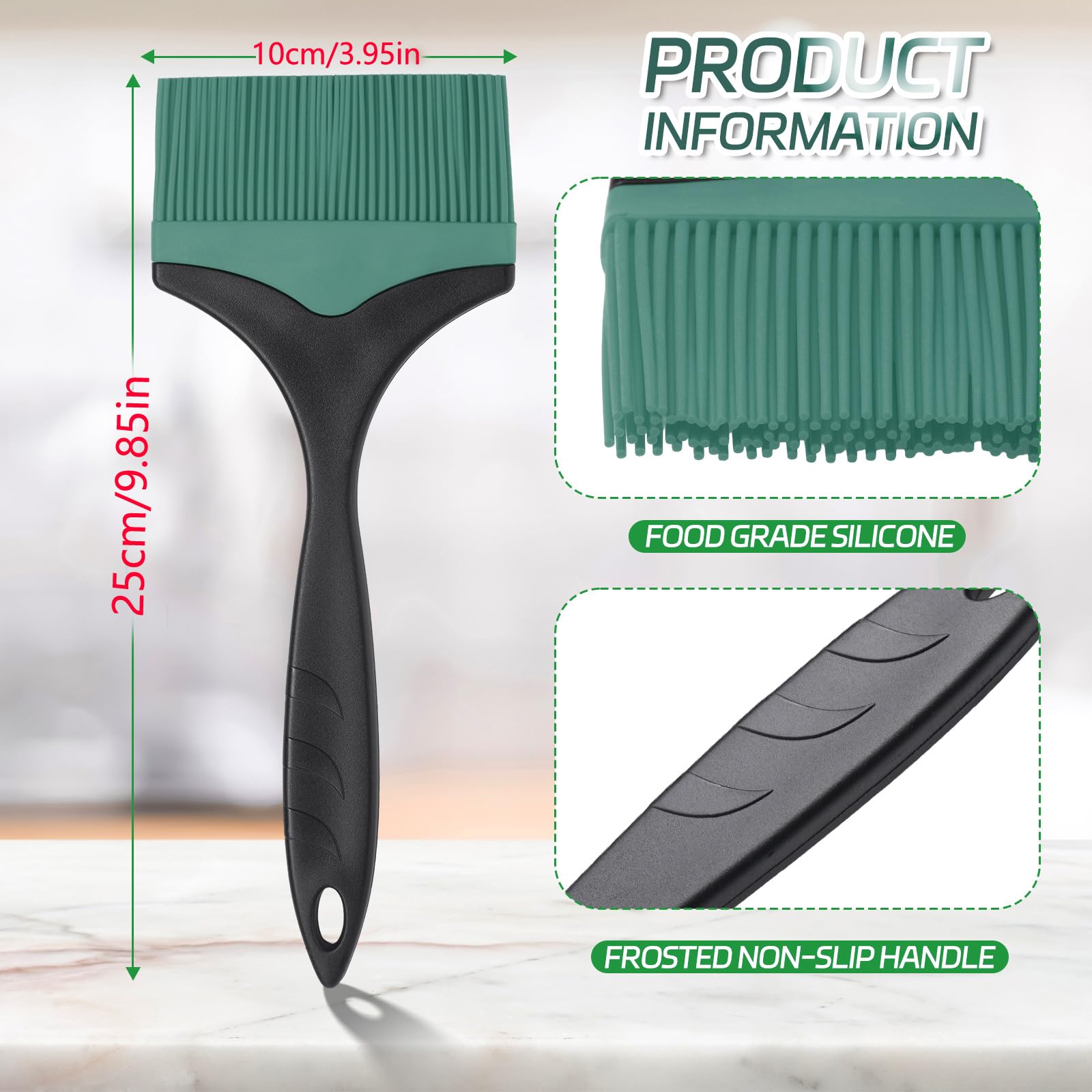 Large Silicone Grill Basting Brush - 3.95Inch Extra Wide Silicone Basting Brush For Grilling,Heat Resistant Brushes Spread Oil B