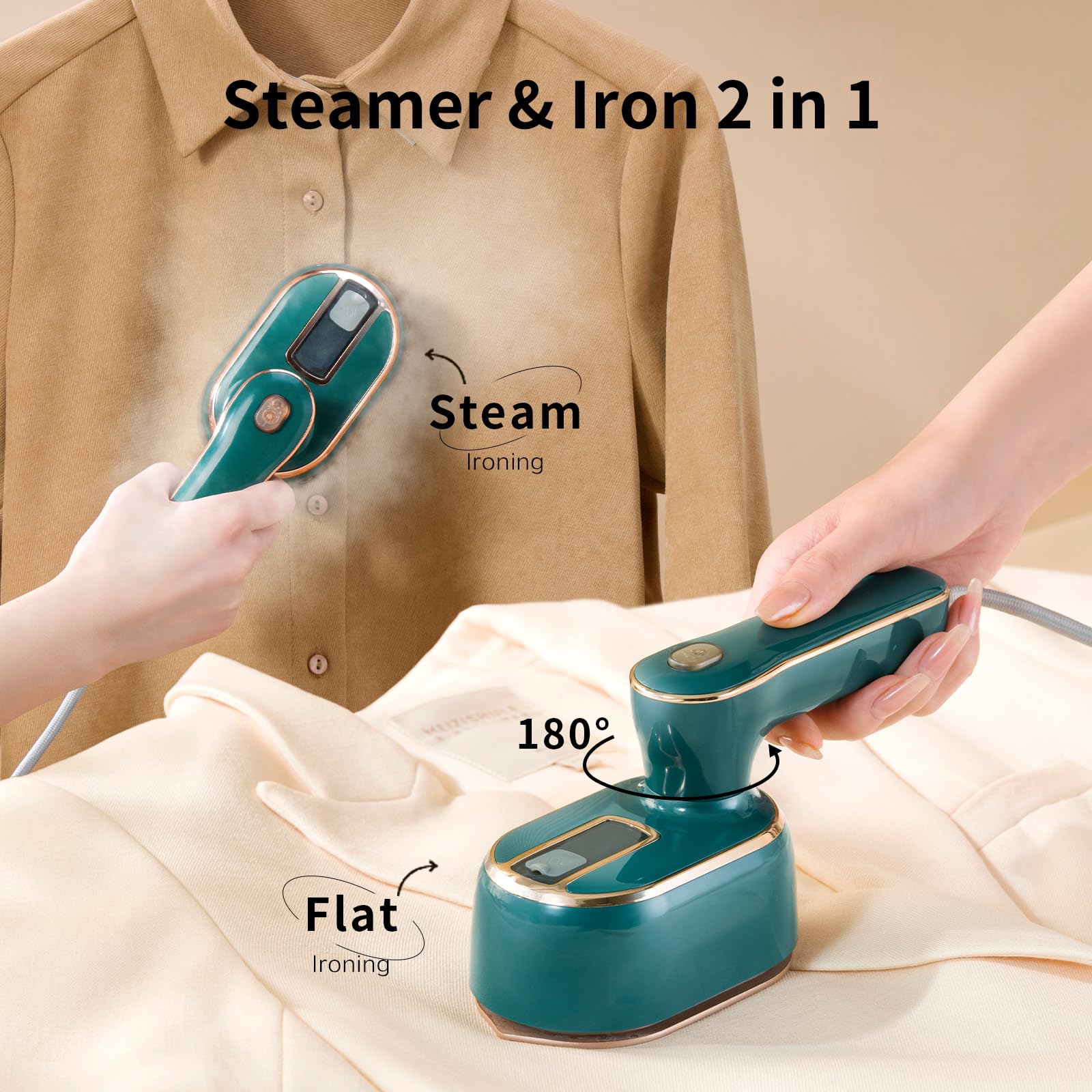 Travel Steamer For Clothes -1000W Small Steam Irons Foldable For Wrinkle Removal, Compact & Light Weight, Portable Mini Steamer