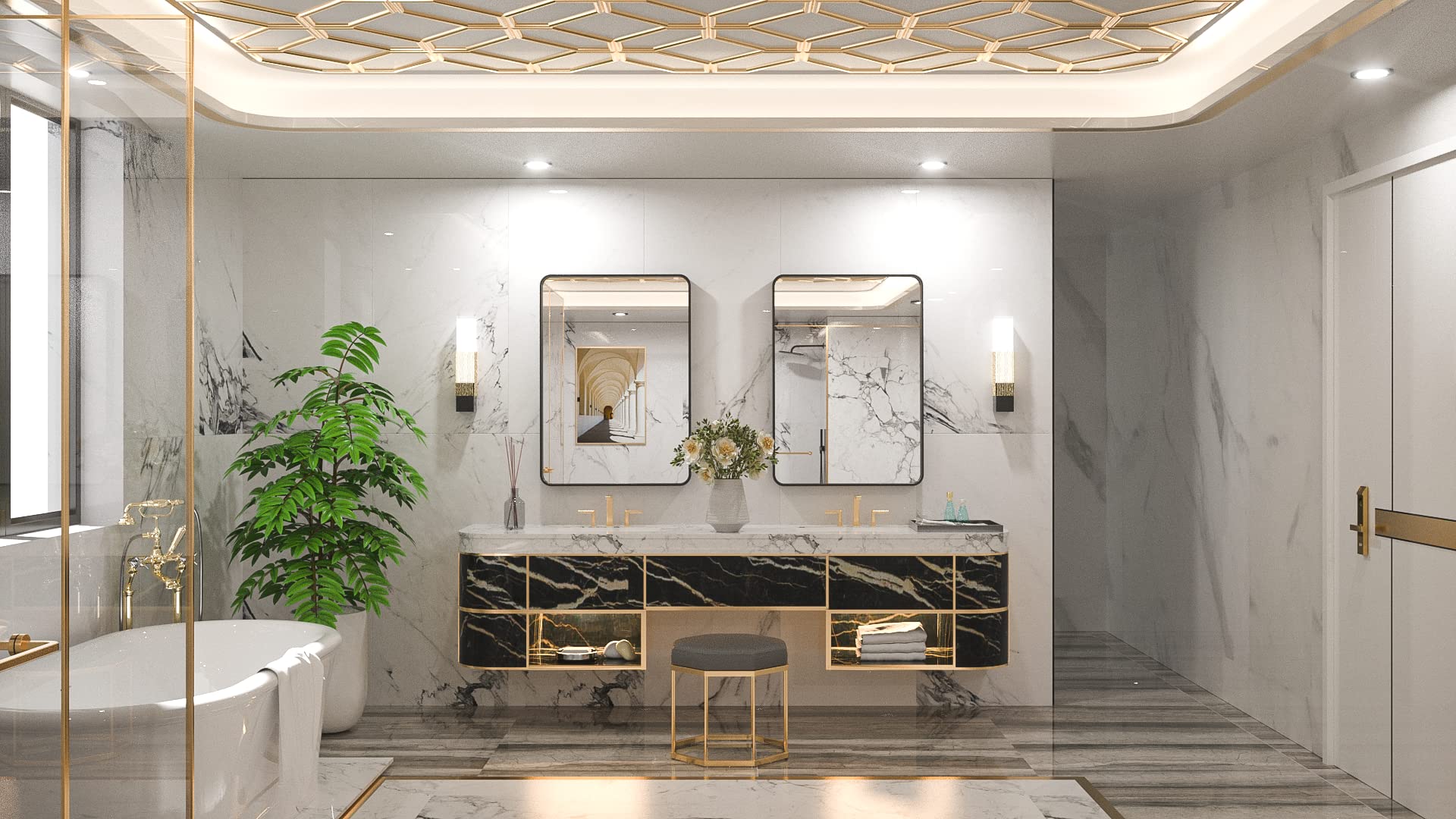 Tetote Black Framed Mirrors For Bathroom, 22X30 Inch Brushed Metal Frame Wall Mounted Rectangle Mirror For Vanity 2 Inch Thick F