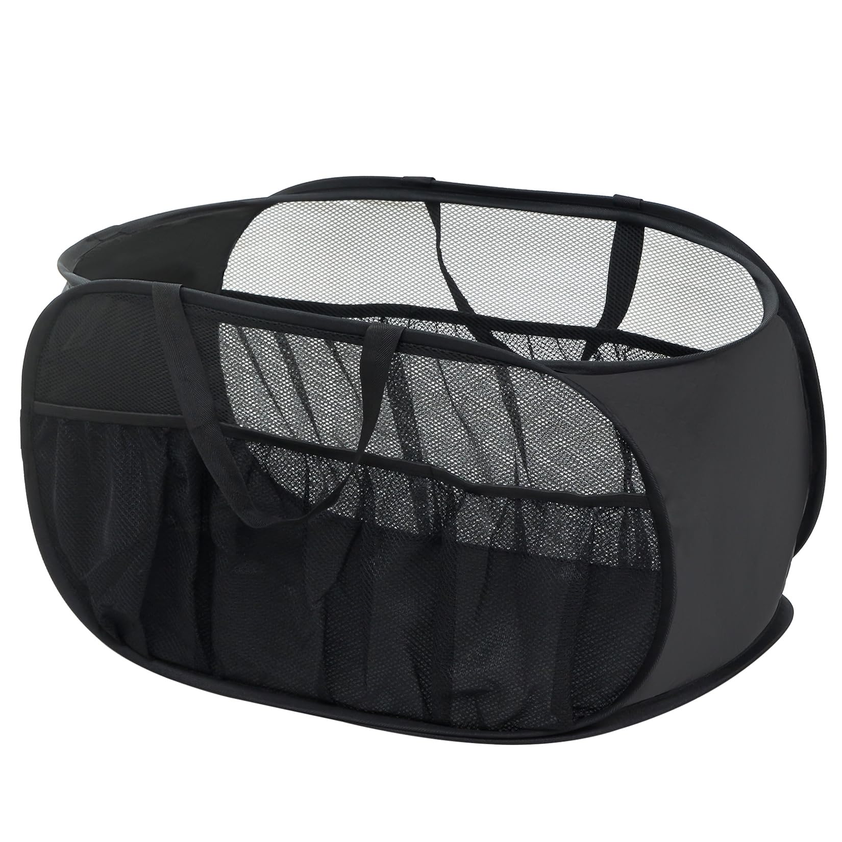 Pop Up Laundry Hamper,Collapsible Horizontal Baskets with Multiple Pockets & Handle,Foldable Sturdy mesh for Laundry Room,Bathro