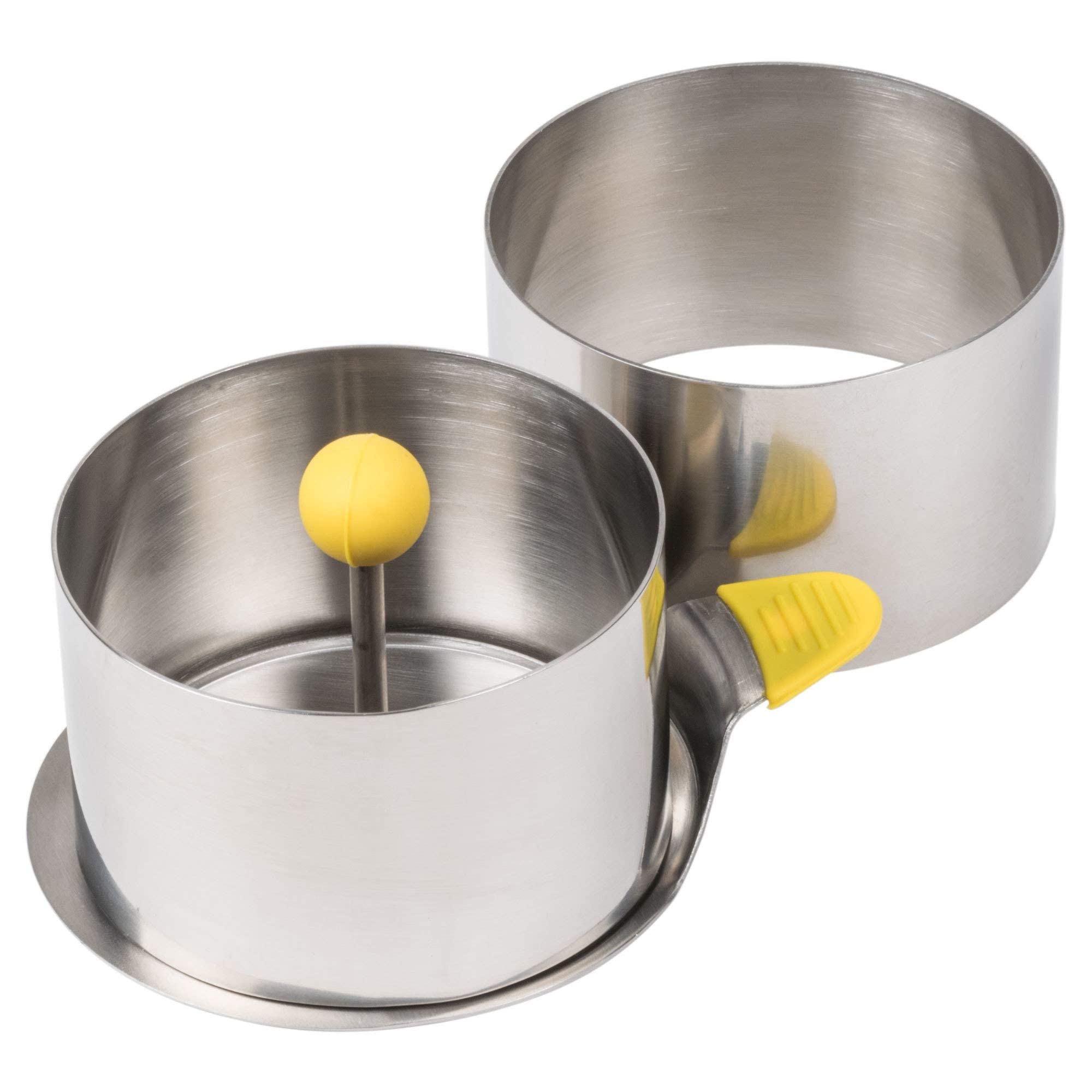 Ateco Round Food Molding Set, 3.5 By 2.1-Inches High, 4-Piece Set Includes 2 Rings, Fitted Press & Transfer Plate