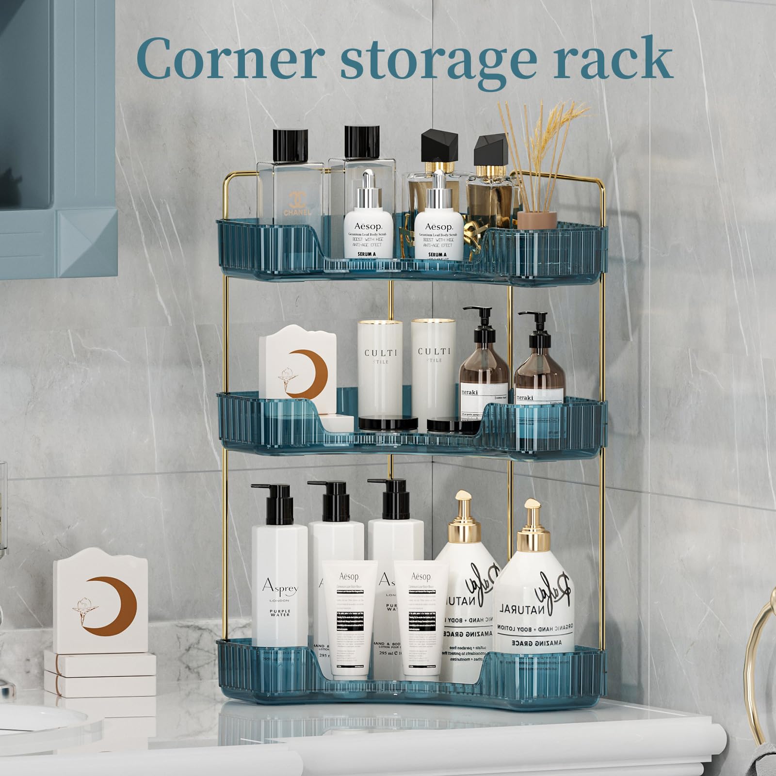 Invssene Corner Bathroom Countertop Organizer, Vanity Trays For Bathroom Counter, Makeup Organizer, Perfume Tray, Kitchen Spice