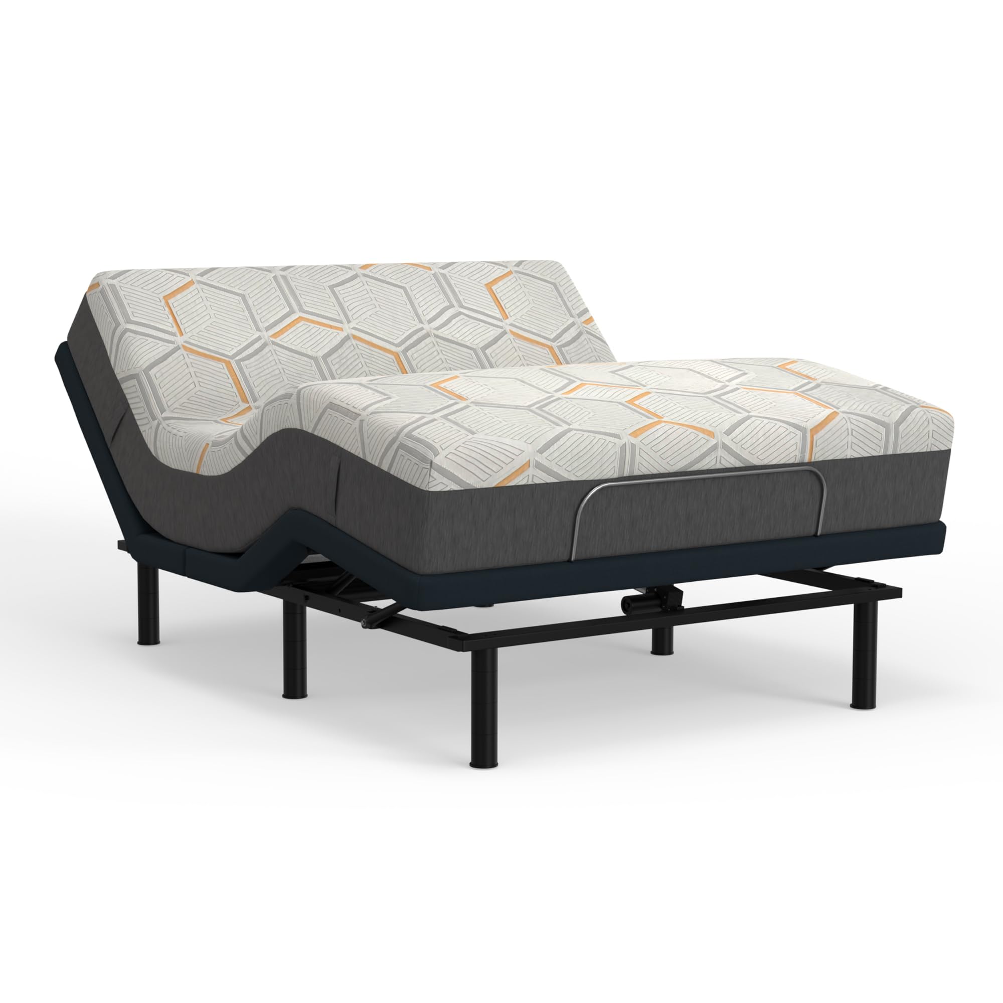 Blissful Nights E4 Queen Adjustable Bed Base Frame With 12'' Medium Firm Copper And Gel Infused Memory Foam Mattress