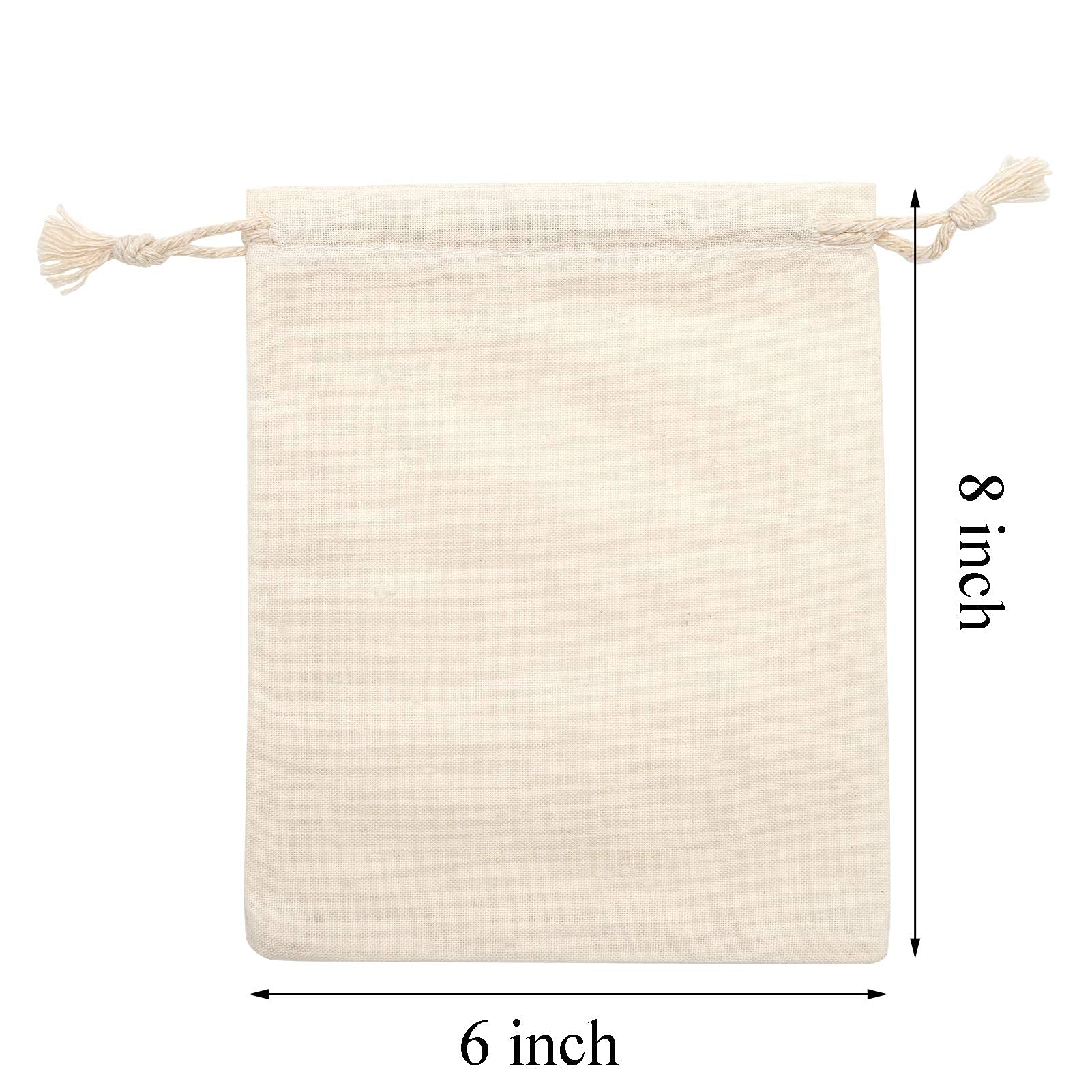 Tendwarm 20 Pieces 6X8 Inches Cotton Drawstring Bags Reusable Muslin Sachet Bag For Party Wedding Storage Home Supplies