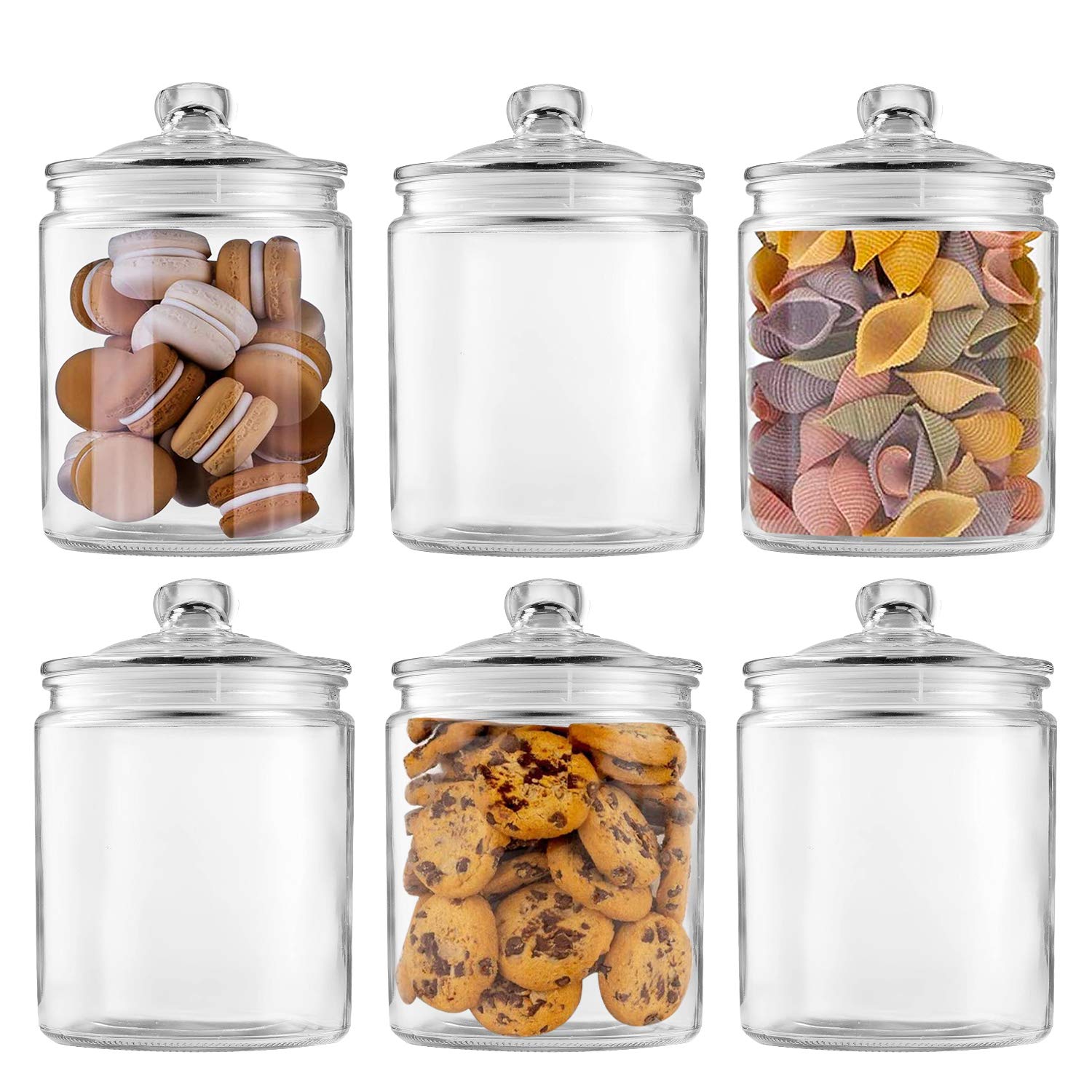 Glass Jars 32Oz,Maredash Candy Jar With Lid For Household,Food Grade Clear Jars (6 Pack)