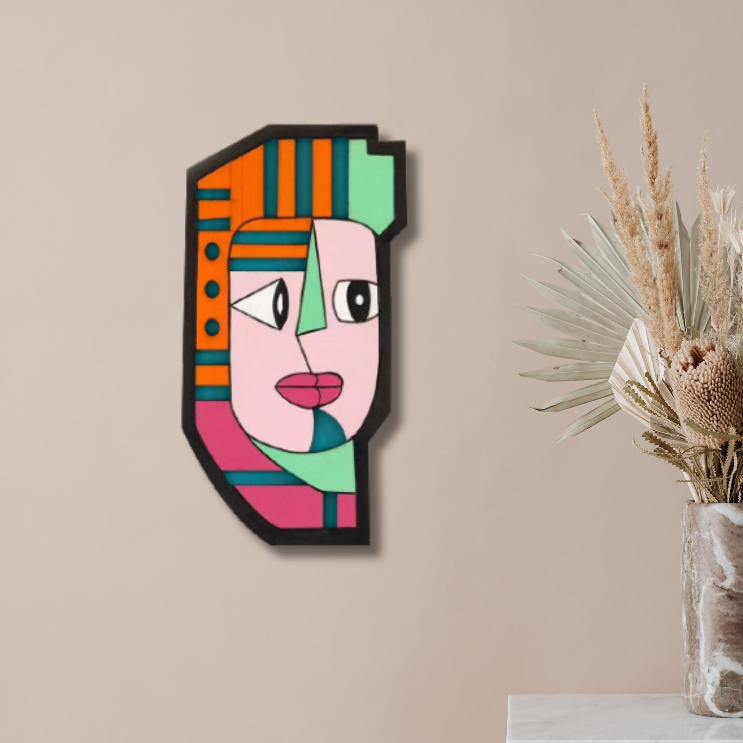 Aps Art Plus Store Wooden 3D Wall Mask Sculpture For Wall Decor, Designer Unique Wall Mask Sculpture For Wall Decor