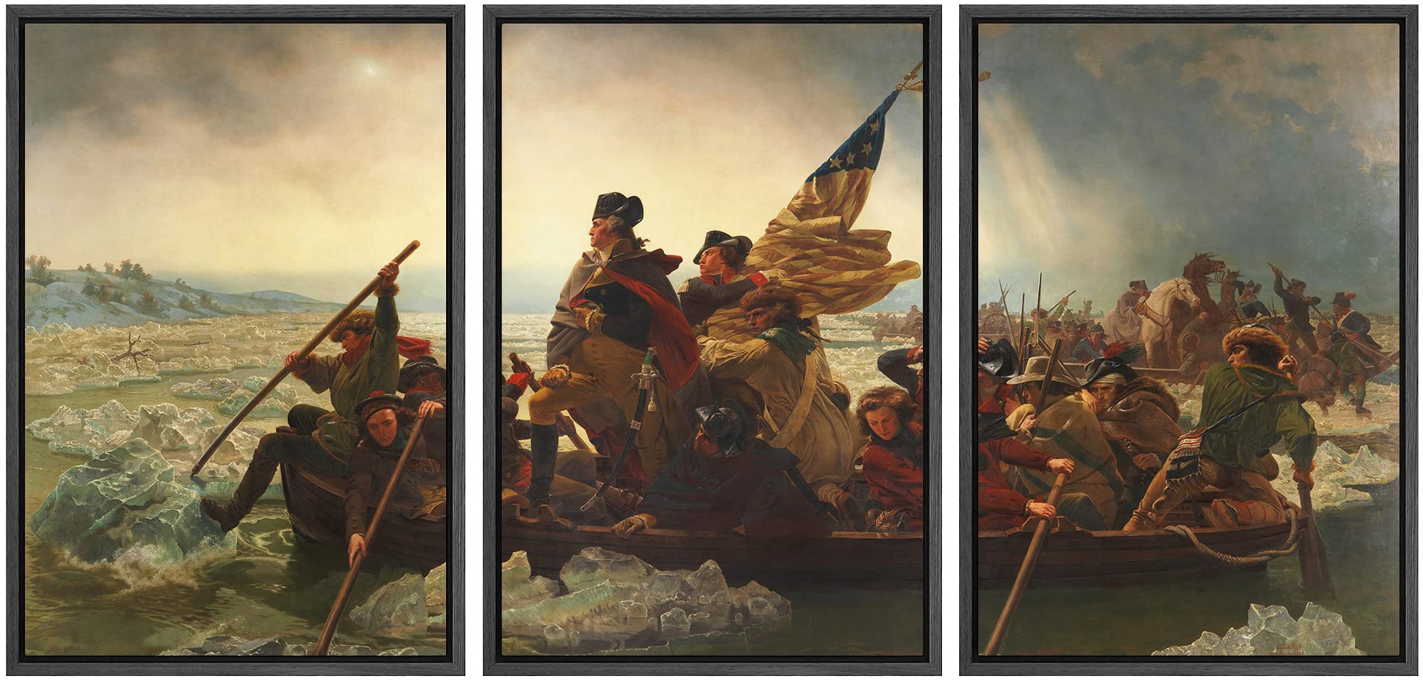 Wall26 Framed Canvas Print Wall Art Set Washington Crossing The Delaware By Emanuel Leutze Cultural Historic Oil Painting Fine A