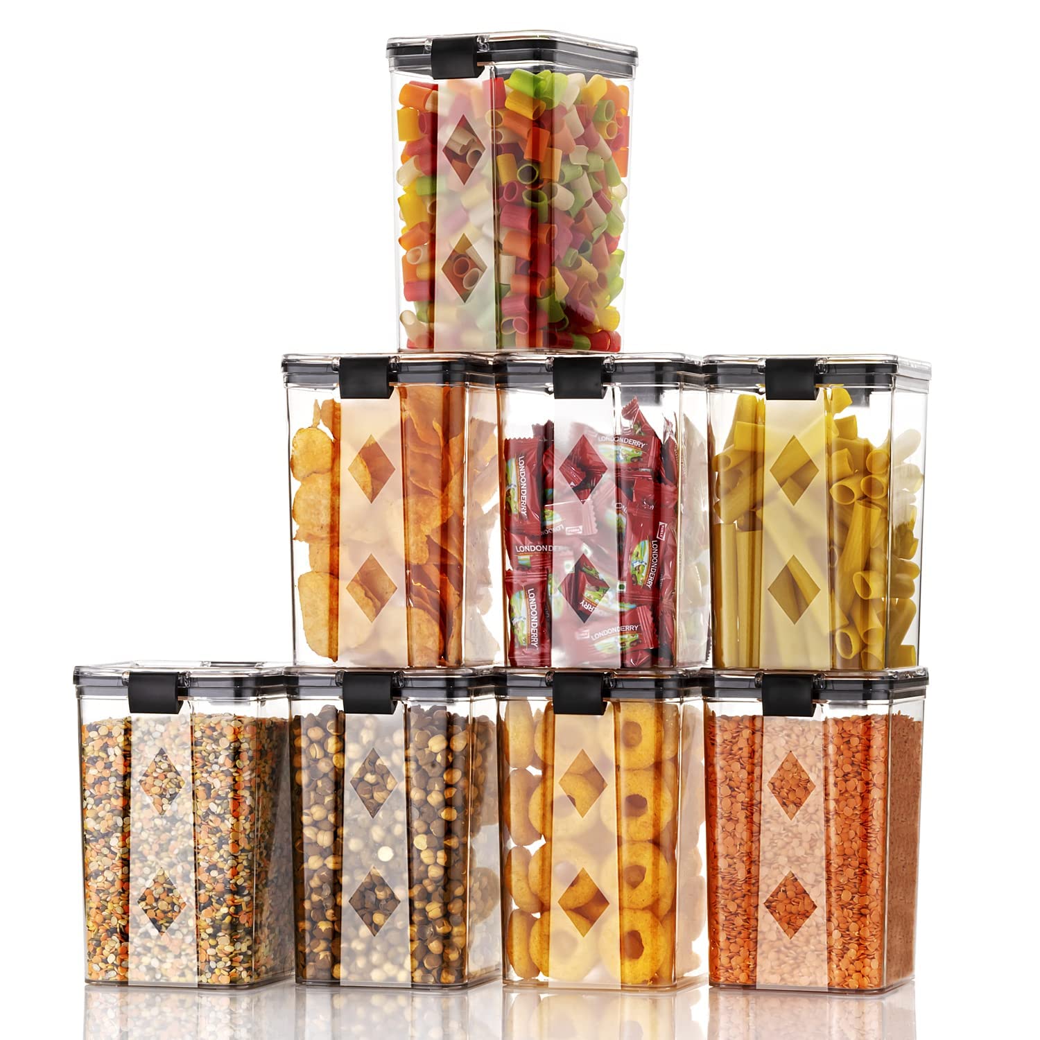 Airtight Kitchen Storage Containers Set Of 6 | 1200Ml Transparent Pet Food Storage Boxes | Stackable Pantry Organizer Jars For M