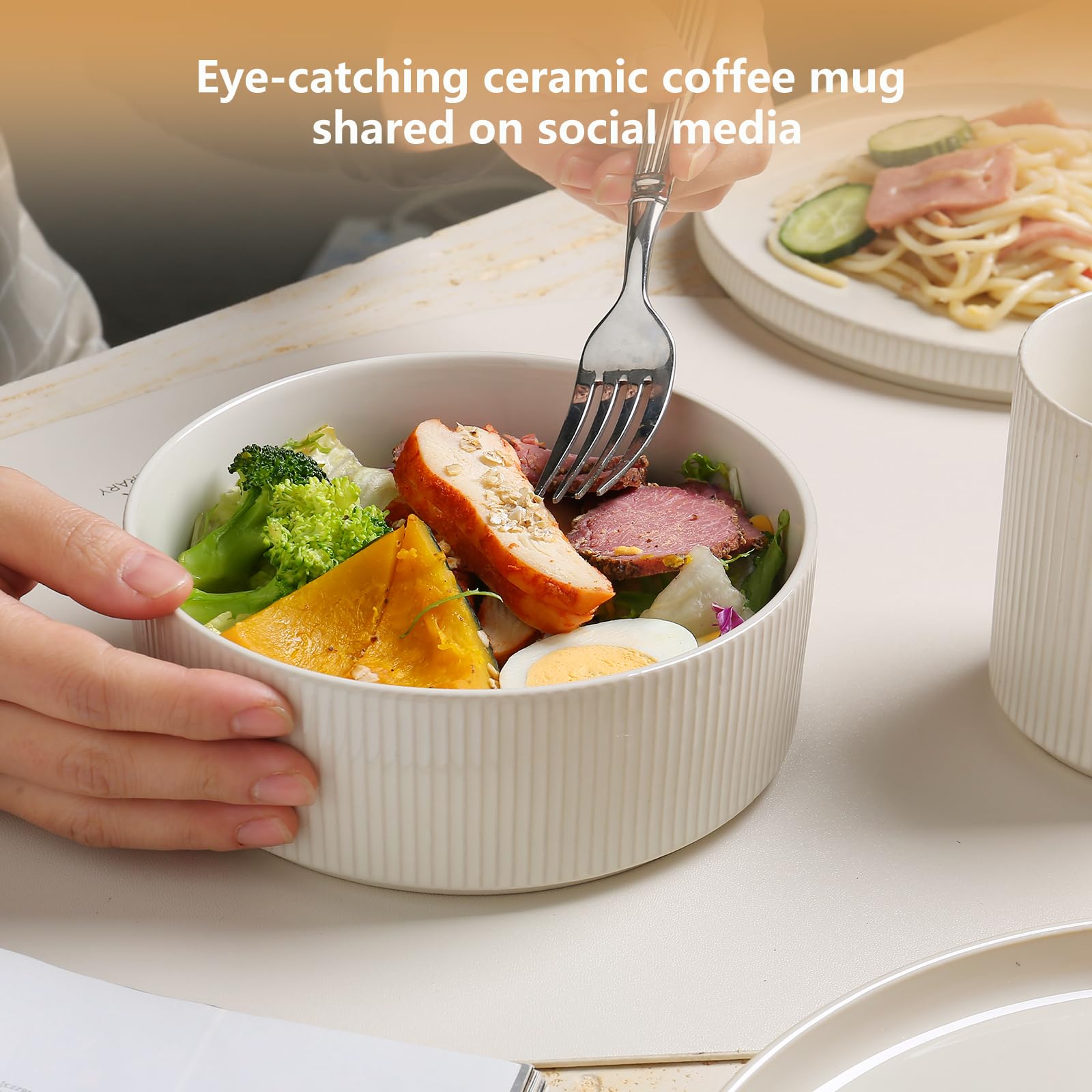 MONITO Ceramic Dinnerware 16 Pieces Dinner Set,Plates Pasta Bowls Cereal Bowls Reactive Change Glaze Dish Sets, Modern Stoneware
