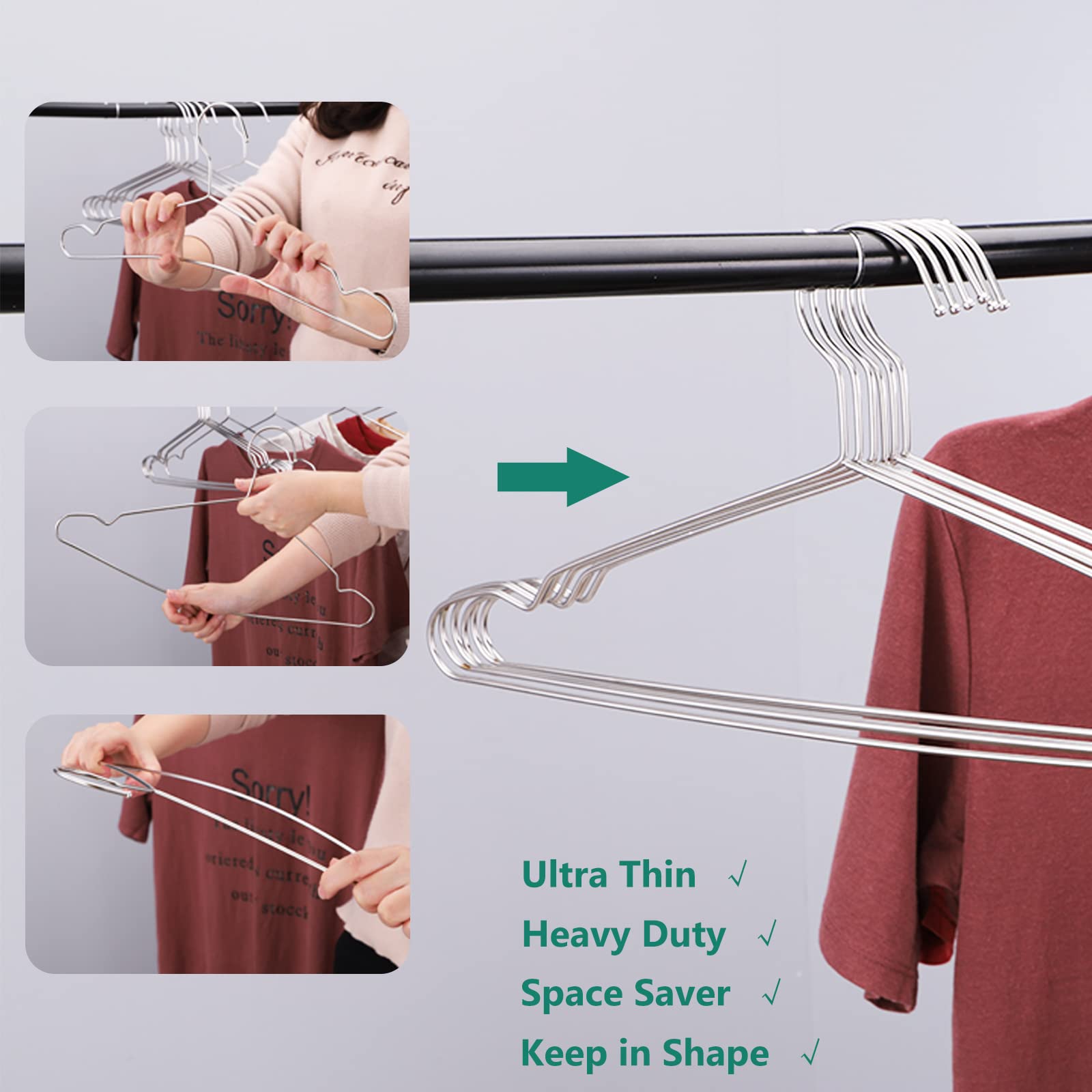 Hangers 10 Pack Clothes Hanger Strong Heavy Duty Stainless Steel Metal Ultra Thin Space Saving Wire Hangers 16.5In By Wycqkl