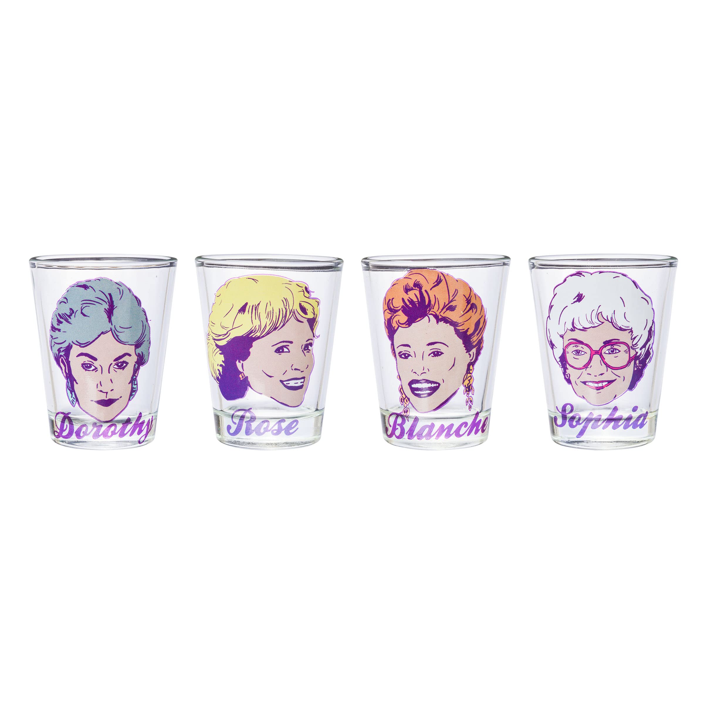Silver Buffalo Golden Girls Four Characters 4Pc Mini Glass Set, 1.5 Ounces