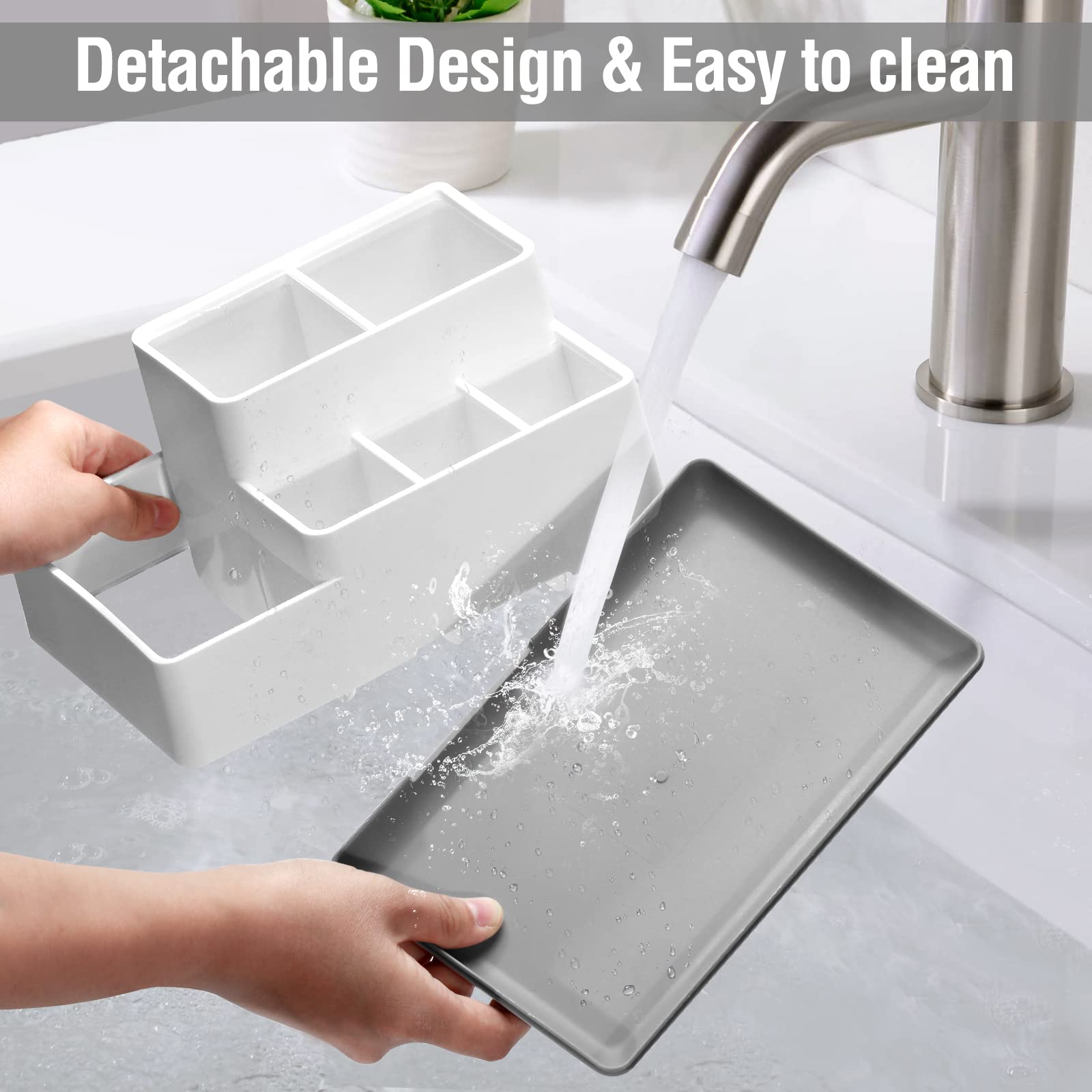 Electric Toothbrush Holder, Detachable Non-Slip Bathroom Organizer Countertop With 6 Compartments And Drainage Holes Bathroom Or