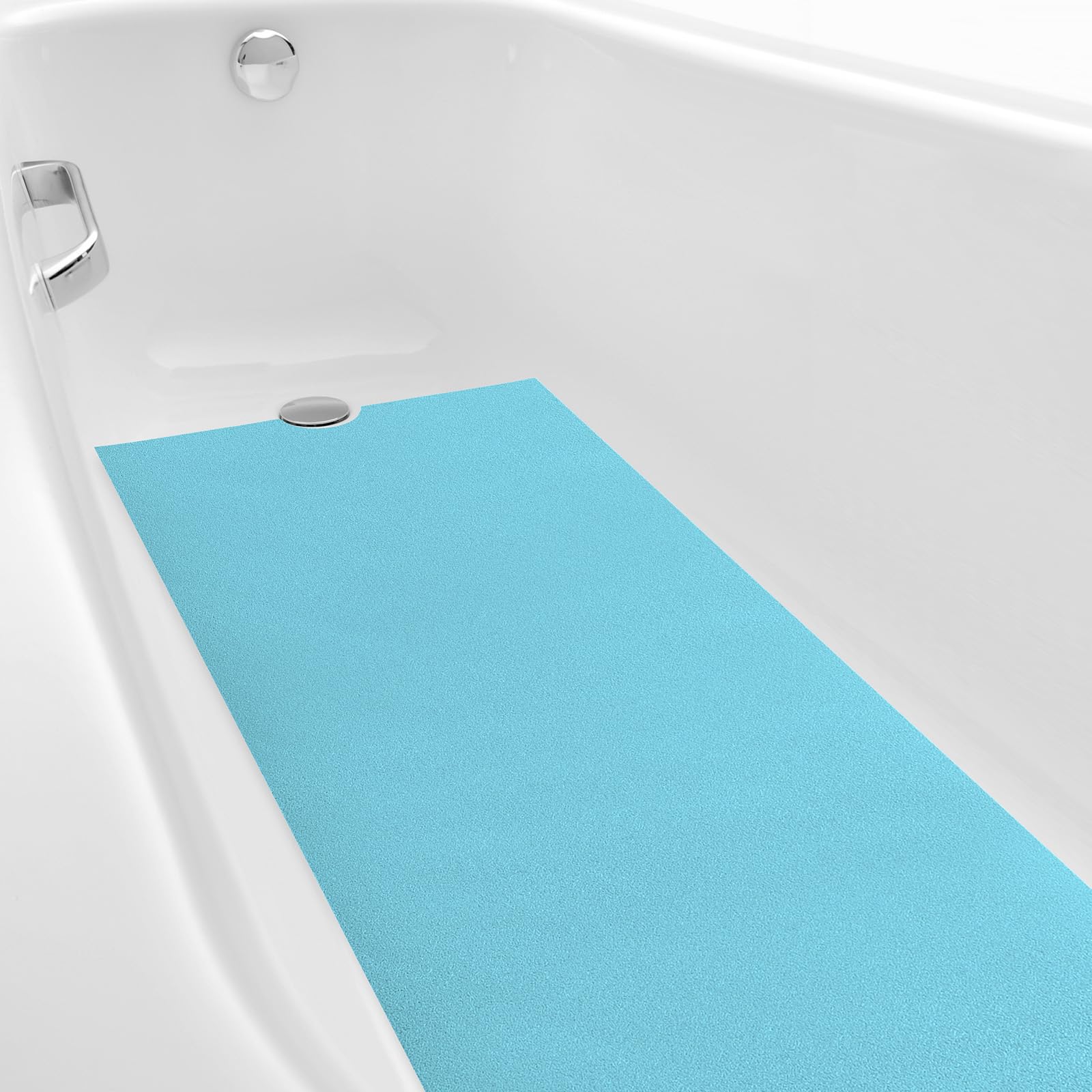 Dunzoom 16 x 40 Non Slip Bathtub Mat with Drain Cut Out Anti Slipping Non Skid Safe Tub Mat Adhesive Peel and Stick Bath Tub Mat