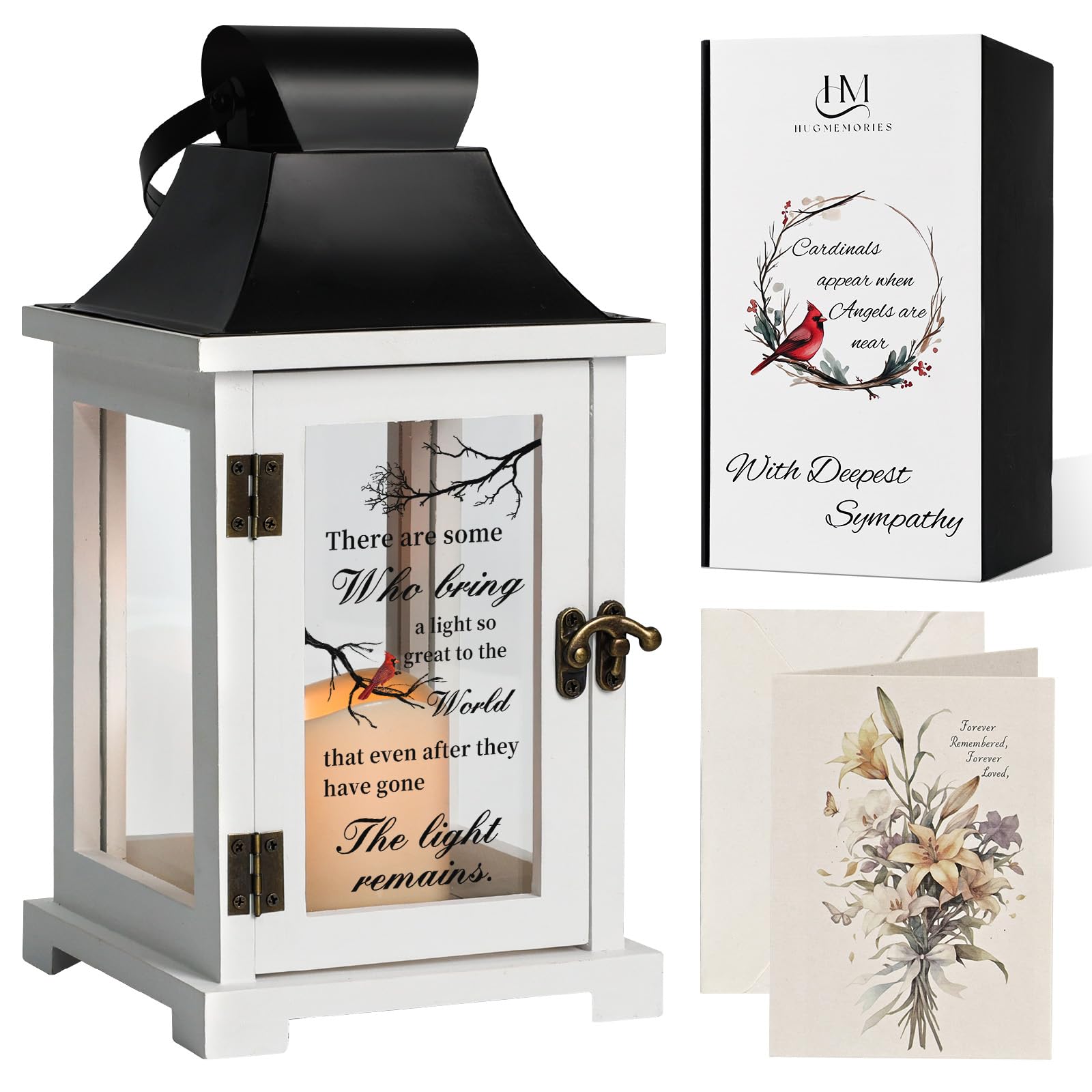 HugMemories Memorial Lantern - Bereavement Sympathy Gifts for Loss of Loved One Mother Father, Thoughtful Funeral Gifts in Memor