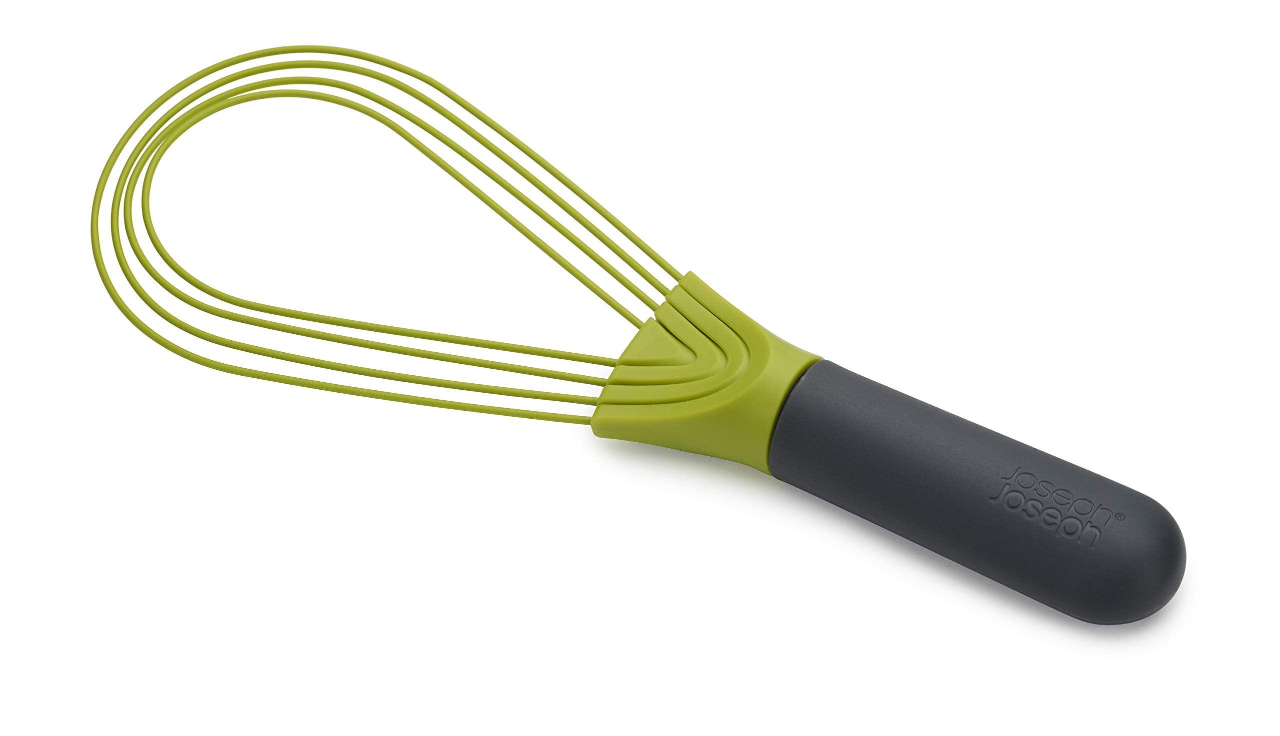 Joseph Joseph Twist Whisk 2-In-1 Collapsible Balloon And Flat Whisk Silicone Coated Steel Wire, Gray/Green