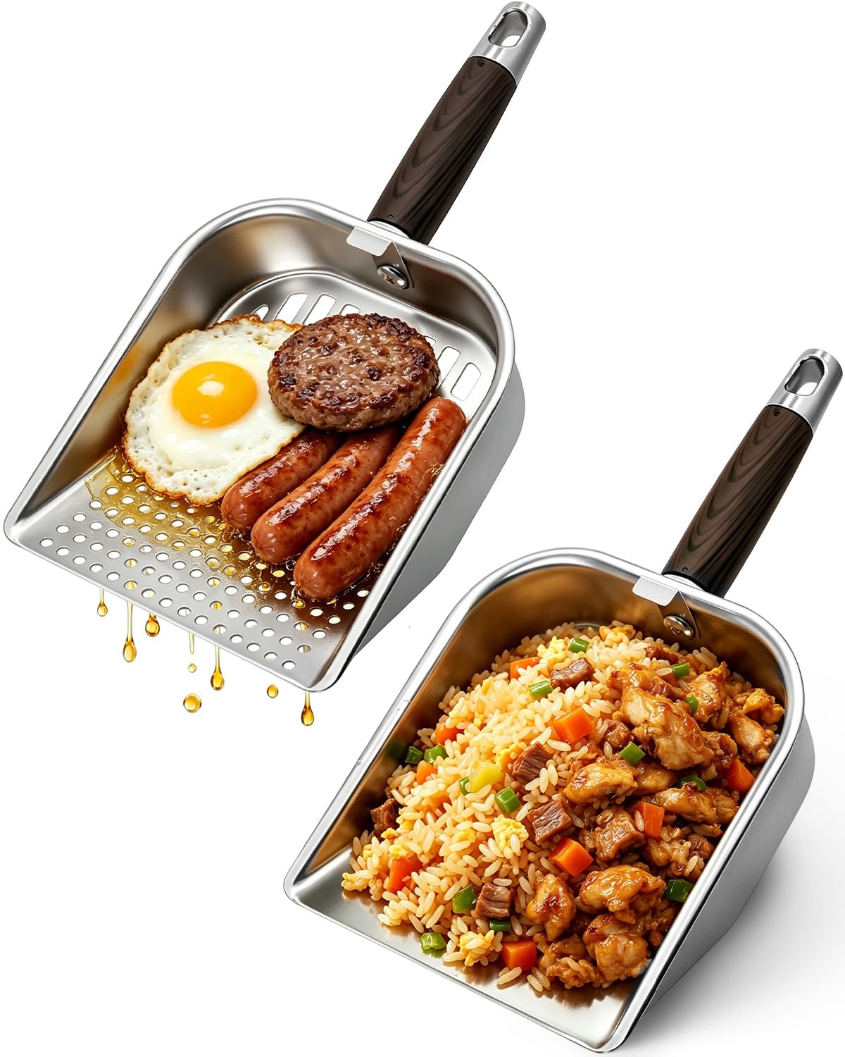 Matchwaves Griddle Scoop for Blackstone with a AnyEdge Hook, Stainless Steel Griddle Portable Food Mover for Stir Fry and Move 