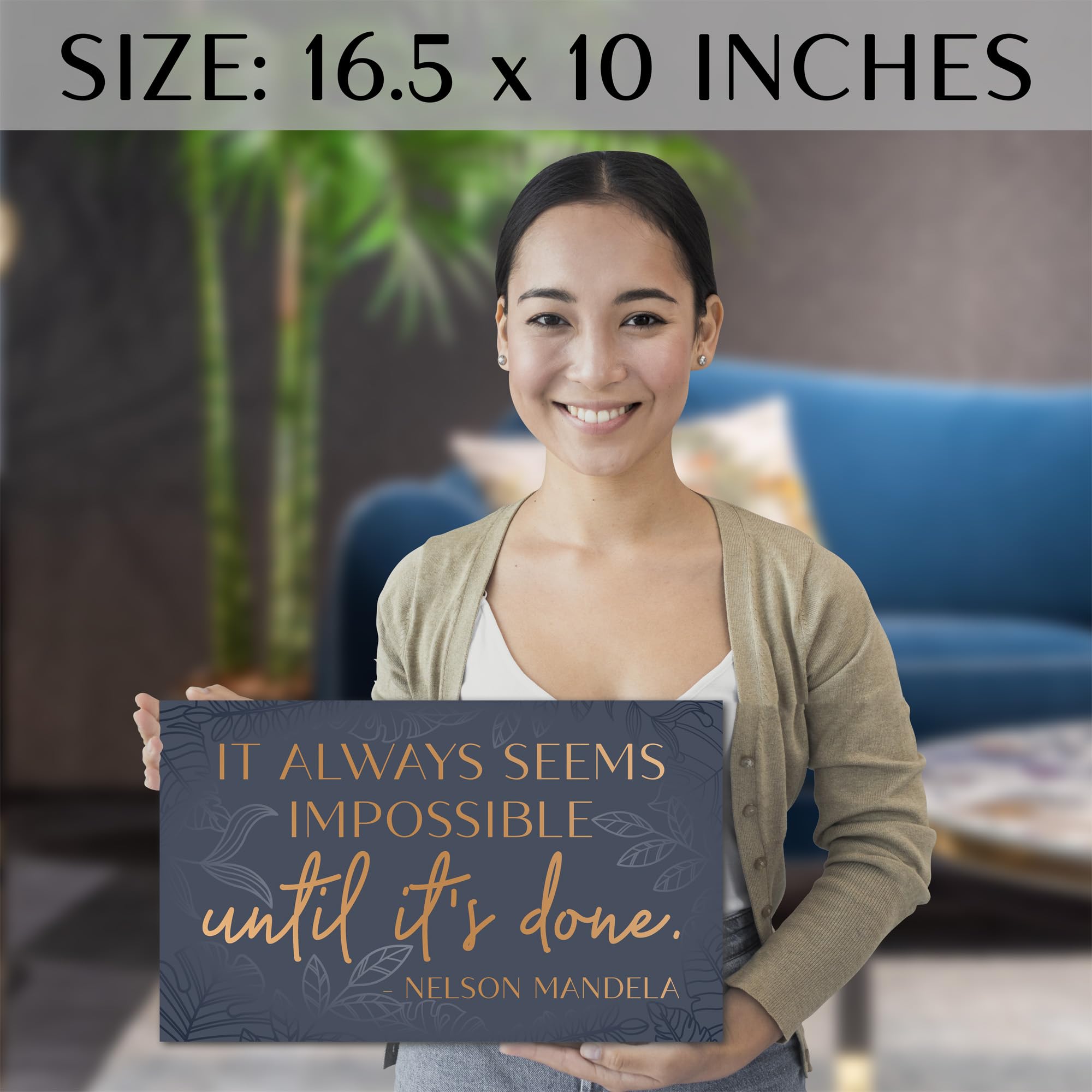 Inspirational Wall Art Canvas Poster For Bedroom, Office, Living Room - Framed Canvas - 10 X 16.5 Inch Motivational Print