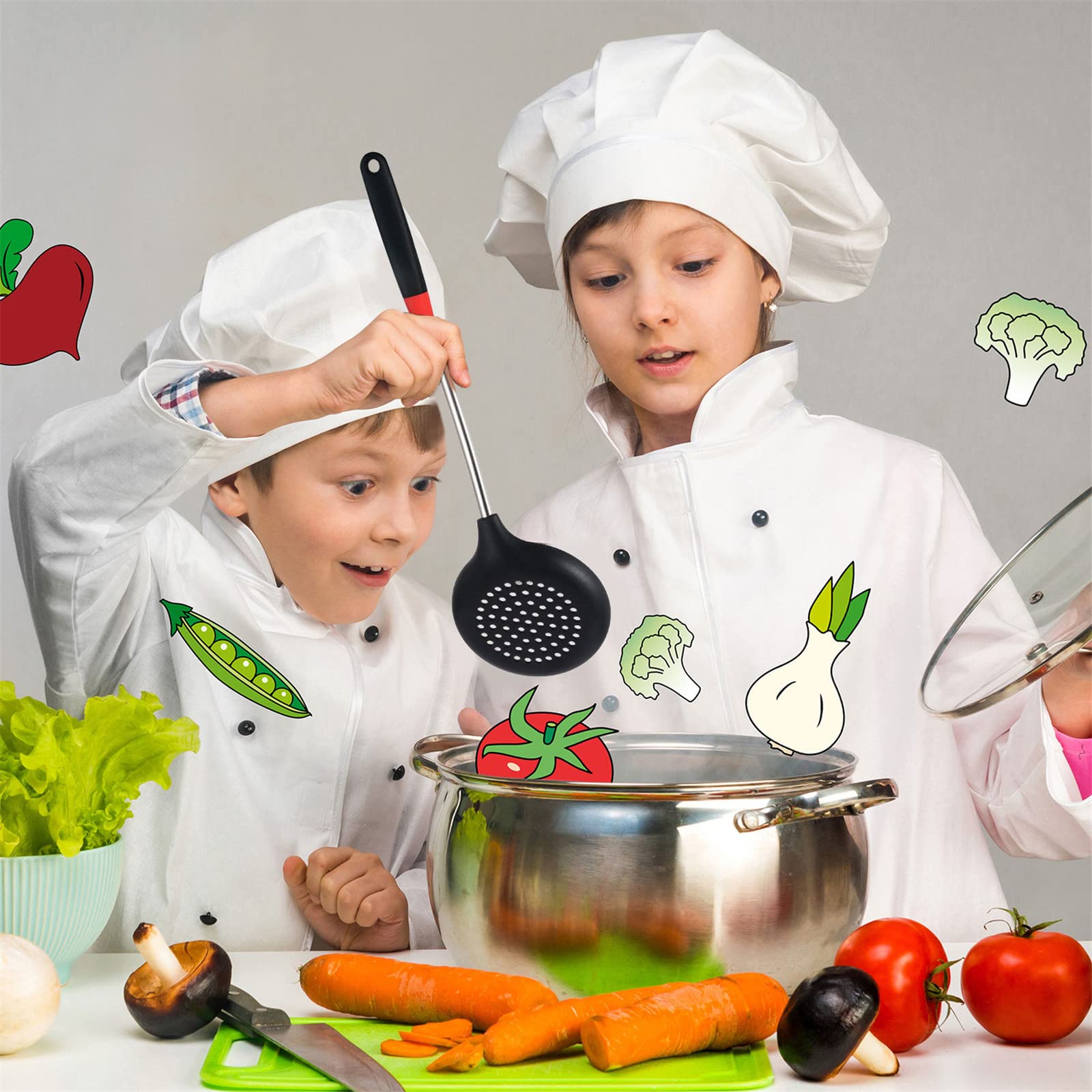 3 Pieces Silicone Stainless Steel Turner Spatula Set Includes Flexible Silicone Wok Spatula Slotted Spatula Skimmer Slotted Spoo