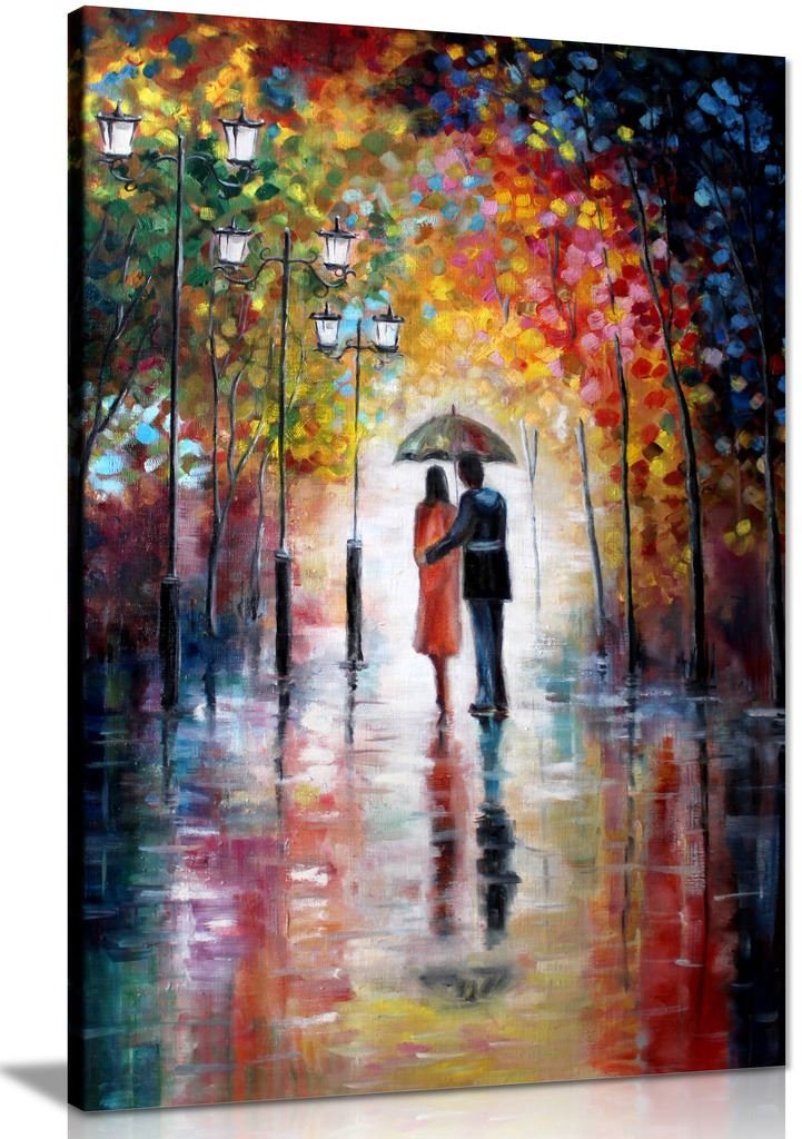 Art For Home Lovers Under Umbrella Painting Canvas Wall Art Picture Print (24X16)