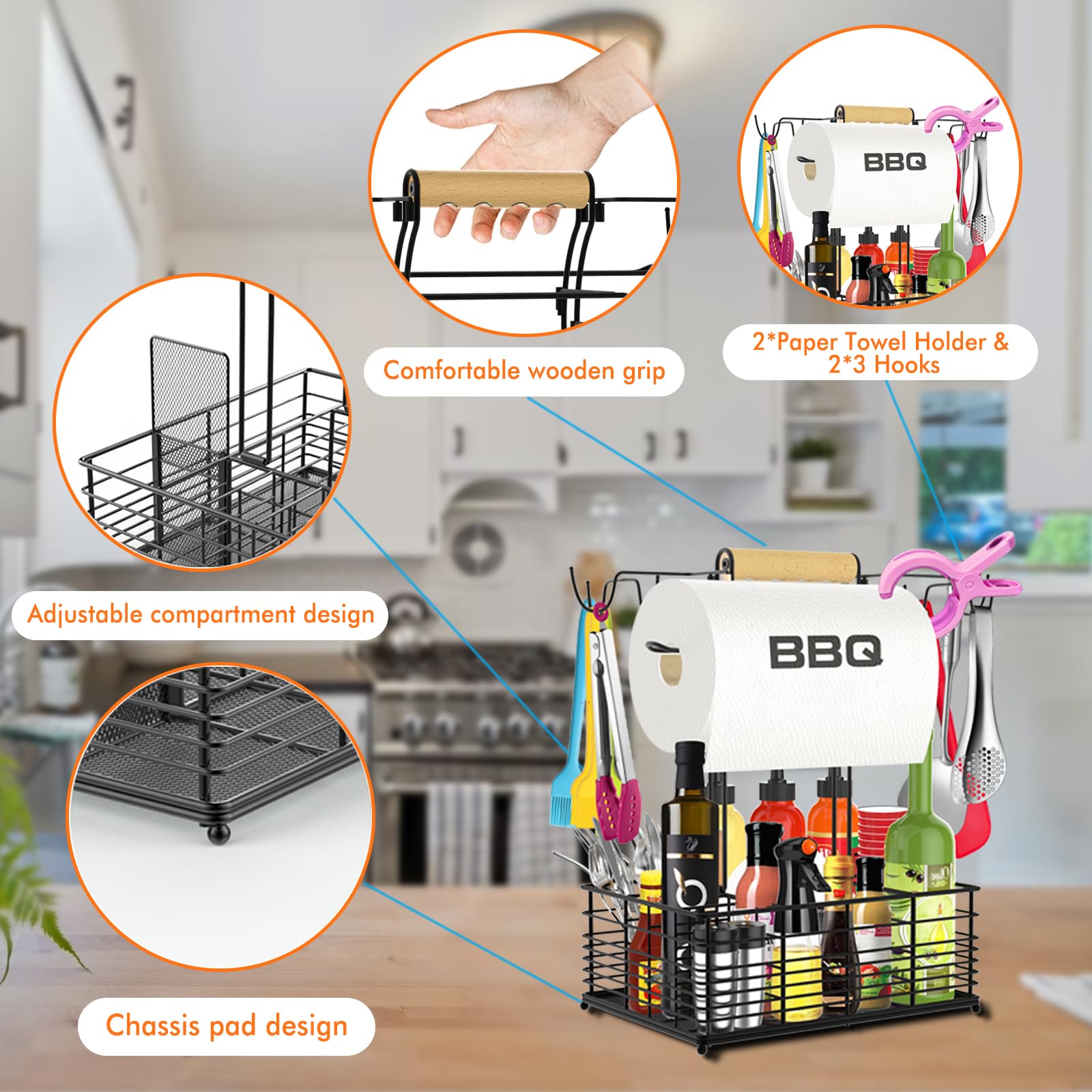 Concons Grill Caddy, Bbq Caddy For Outdoor Grill, Camping Essentials, Camping Accessories, Outdoor Kitchen Bbq Grill Accessories