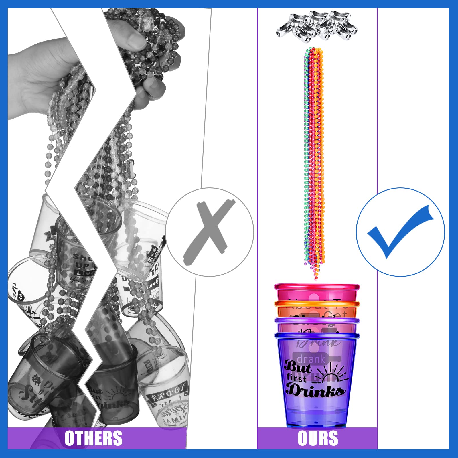 Trnayi 27 Pieces Shot Glass on Beaded Necklace Plastic Shot Necklace Cups Naughty Shot Glass Favors for Adults and Teens Birthday Gifts Wedding Party Supplies  9 Styles