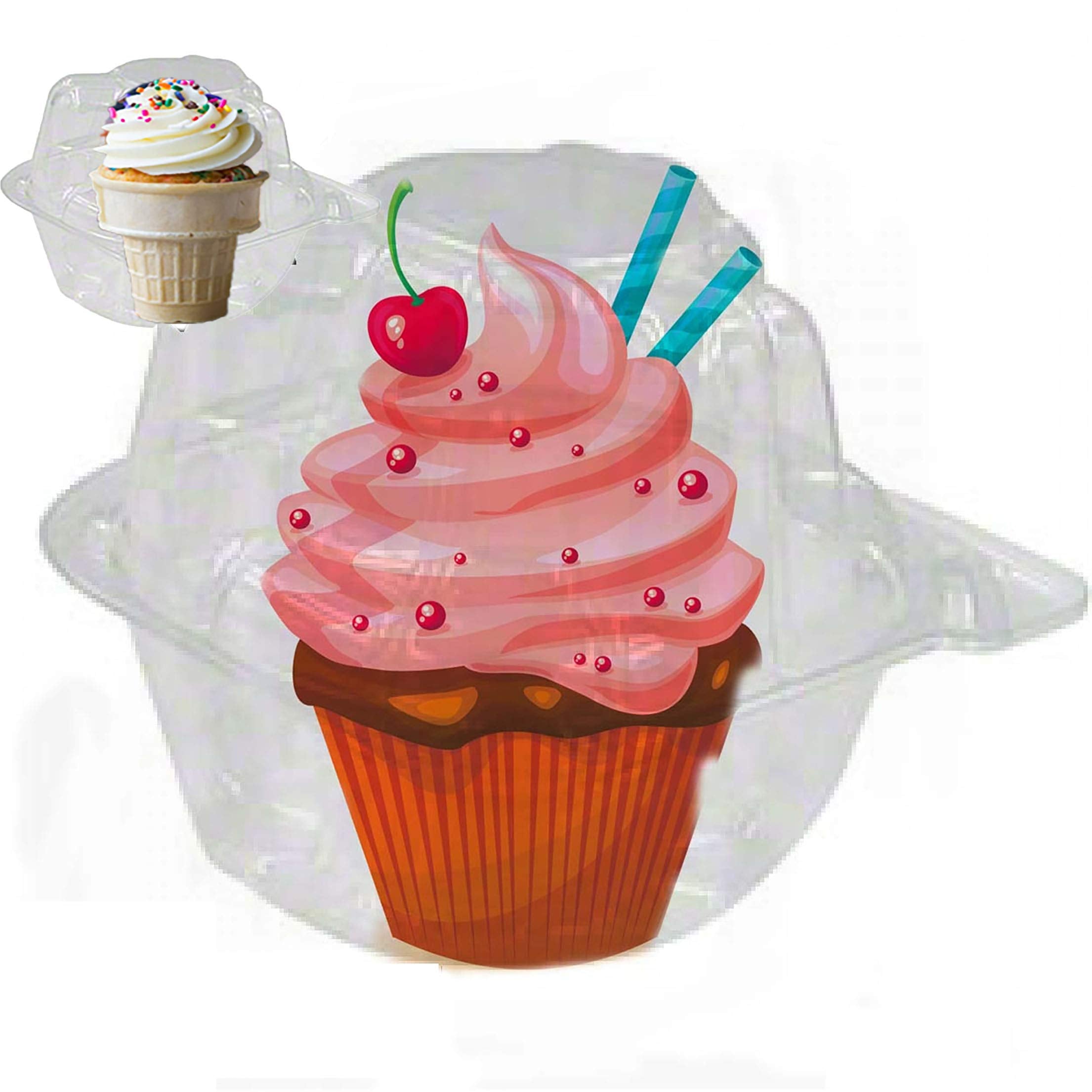 50 Jumbo Individual Cupcake Containers Large Strong Quality Clear Individual Cupcake And Muffin Containers Plastic Disposable Si