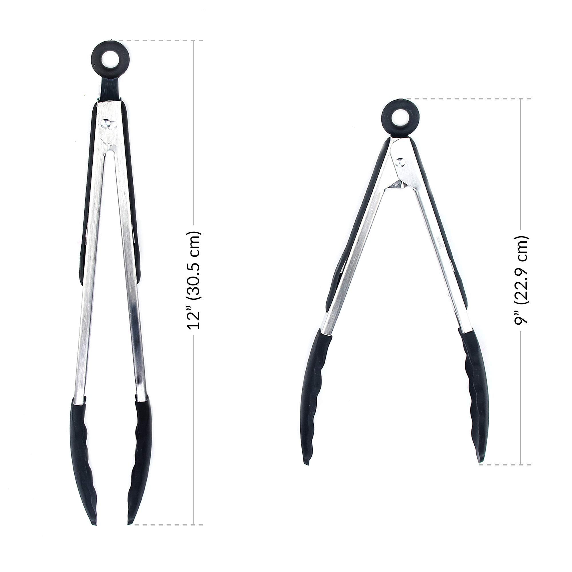 Kitchen Tongs For Cooking With Silicone Tips By Boxiki Kitchen, Bpa Free Stainless Steel Set Of 2 Silicone Tongs For Cooking, Gr