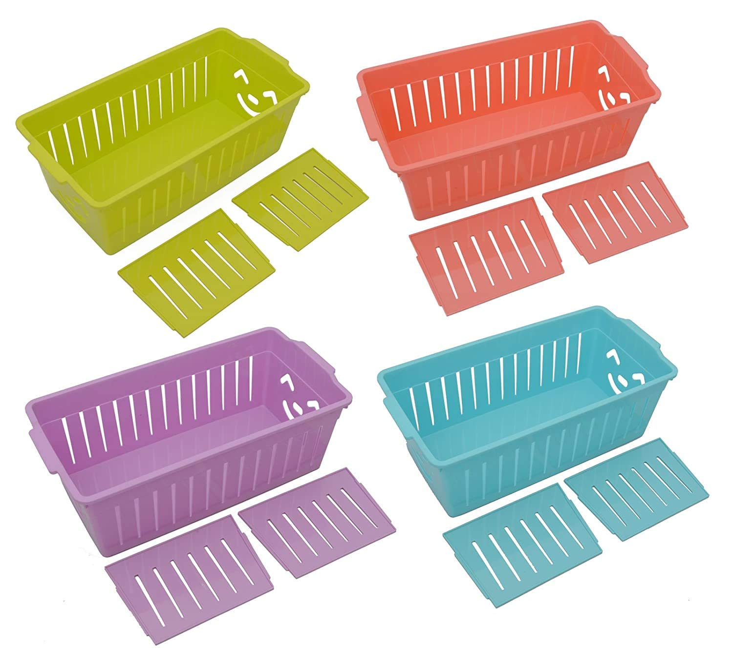 Jern Plastic Adjustable Drawer Storage Organizer With Removable Partition Divider (Set Of 4)