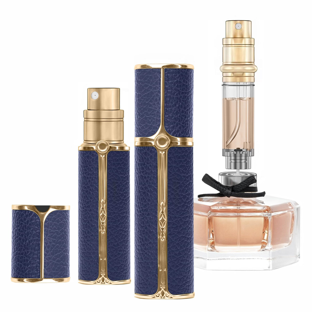 Muilsae Af01Dbg Leather Perfume Atomiser, 5Ml Bottom Fill Travel Perfume Bottle, Refillable Perfume Dispenser For Women & Men (A