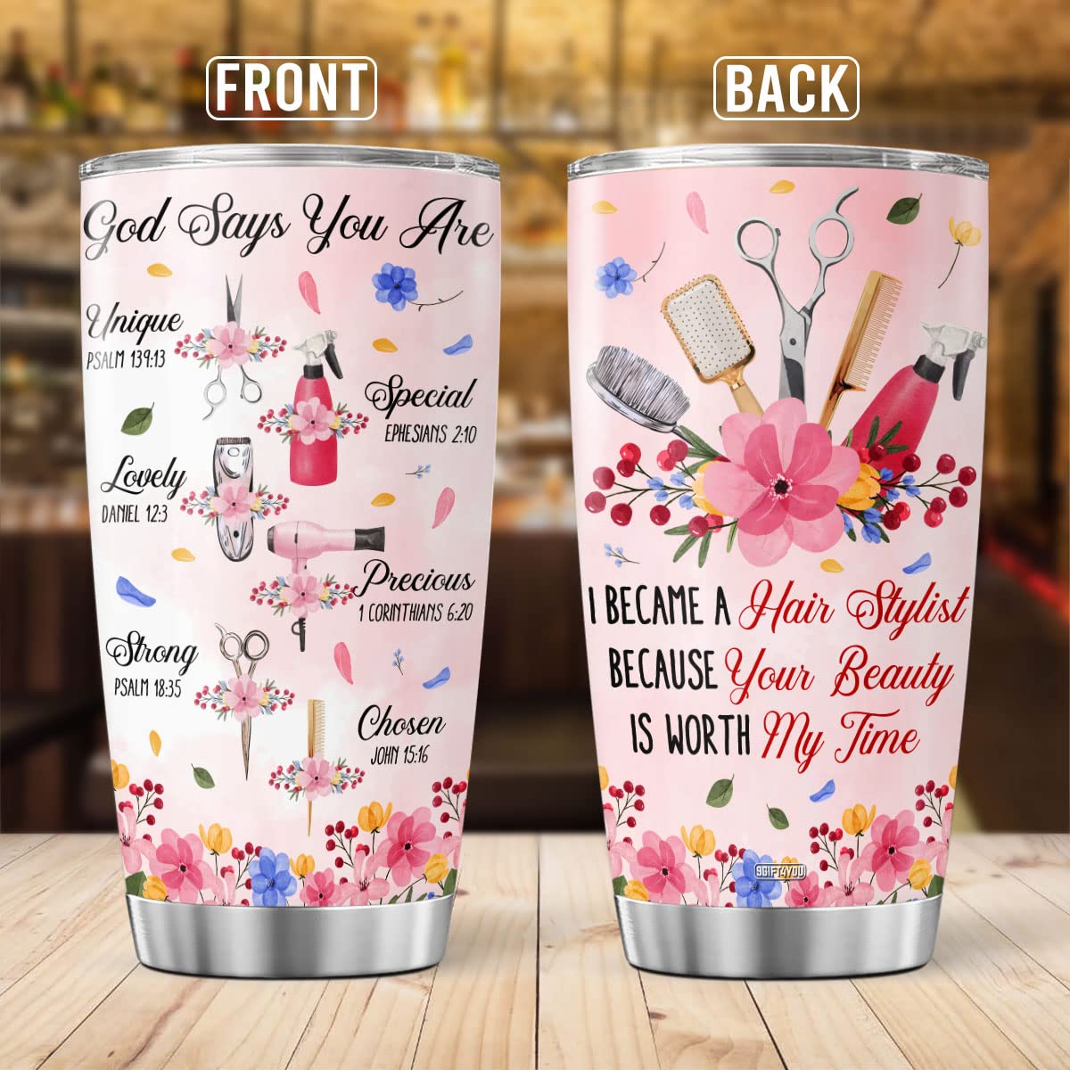 9Gift4You Hair Stylist Coffee Tumbler Hairdressers Travel Mug With Lid Birthday Gifts For Adults Men Women Friends Coworkers Col