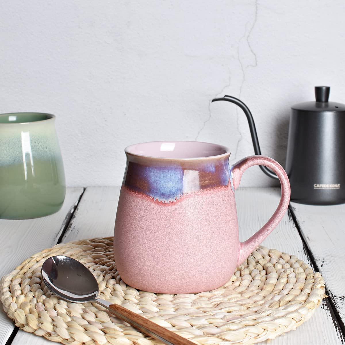 Bosmarlin Large Ceramic Coffee Mug, Pink Big Tea Cup For Office And Home, 21 Oz, Dishwasher And Microwave Safe (Pink, 1)