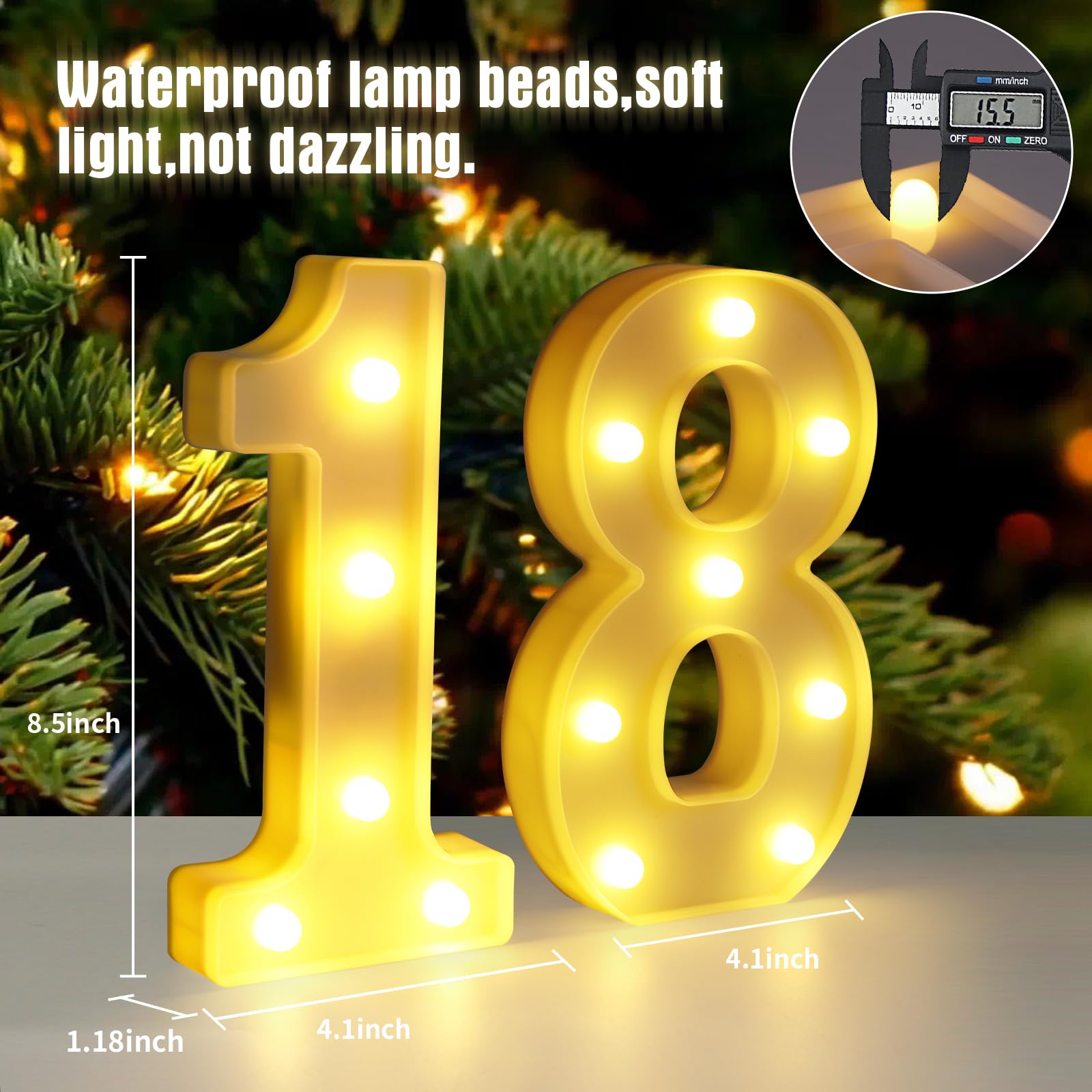 18th Birthday Decorations for Girls and Boys,Happy 18th Birthday Decorations for Men Centerpieces Table,18 Light Up Numbers Sign