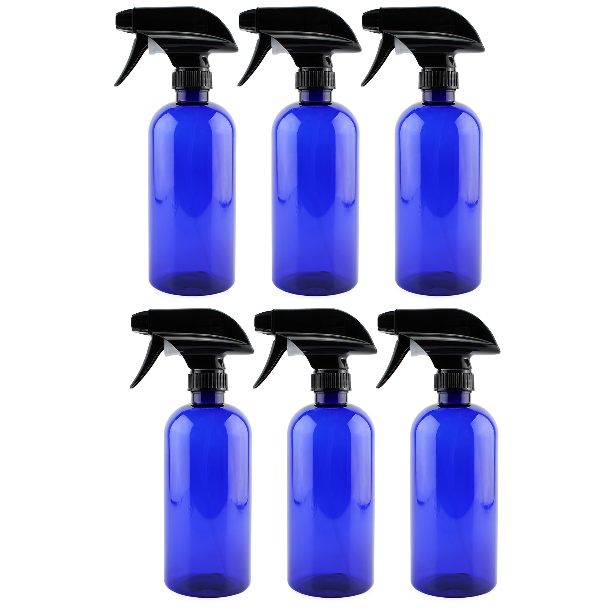 Cornucopia Brands 16Oz Cobalt Blue Plastic Spray Bottles W/Heavy Duty Mist & Stream Sprayers And Chalkboard Labels (6-Pack); Pet